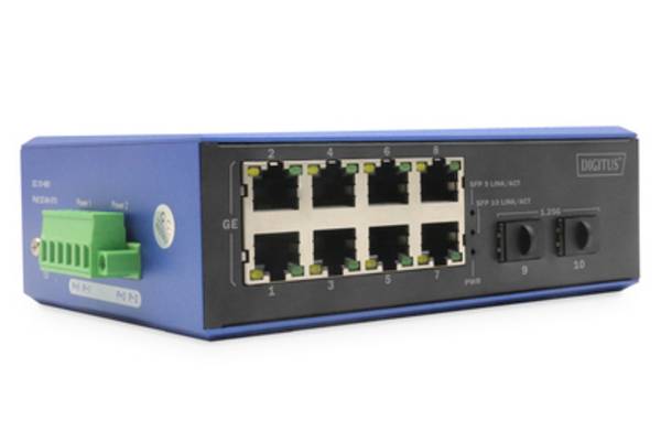 DIGITUS Switch - industriell - unmanaged - 8 x 10/100/1000 (PoE+)