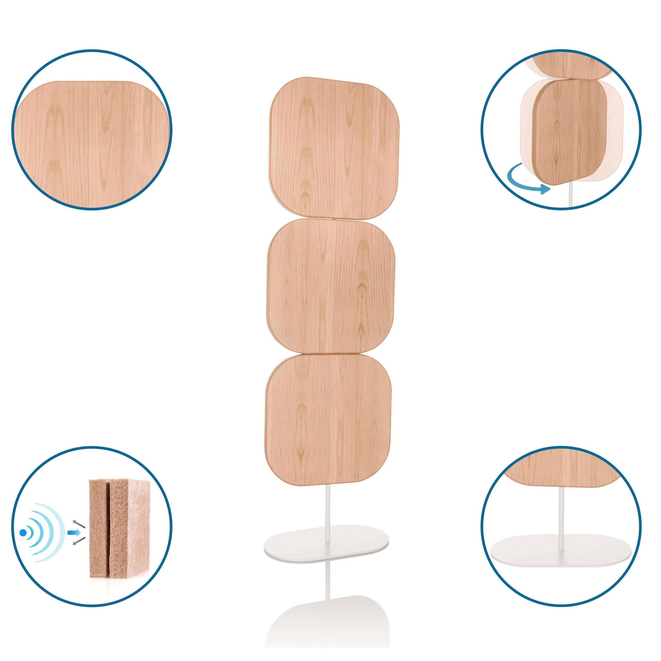 Akustik Trennwand Stellwand FLEXMIUT W 174x50x2,8 Holzprint PET eiche hjh OFFICE-2