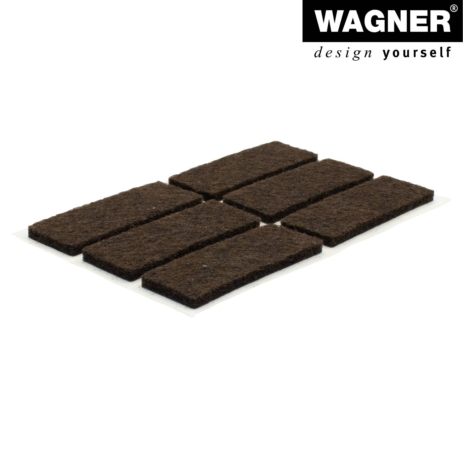 WAGNER Filz Pad 12tlg. - 16 x 44 x 3 mm, selbstklebend, braun, für Filzgleiter, Schutzpads oder zum Basteln - 15174599-3
