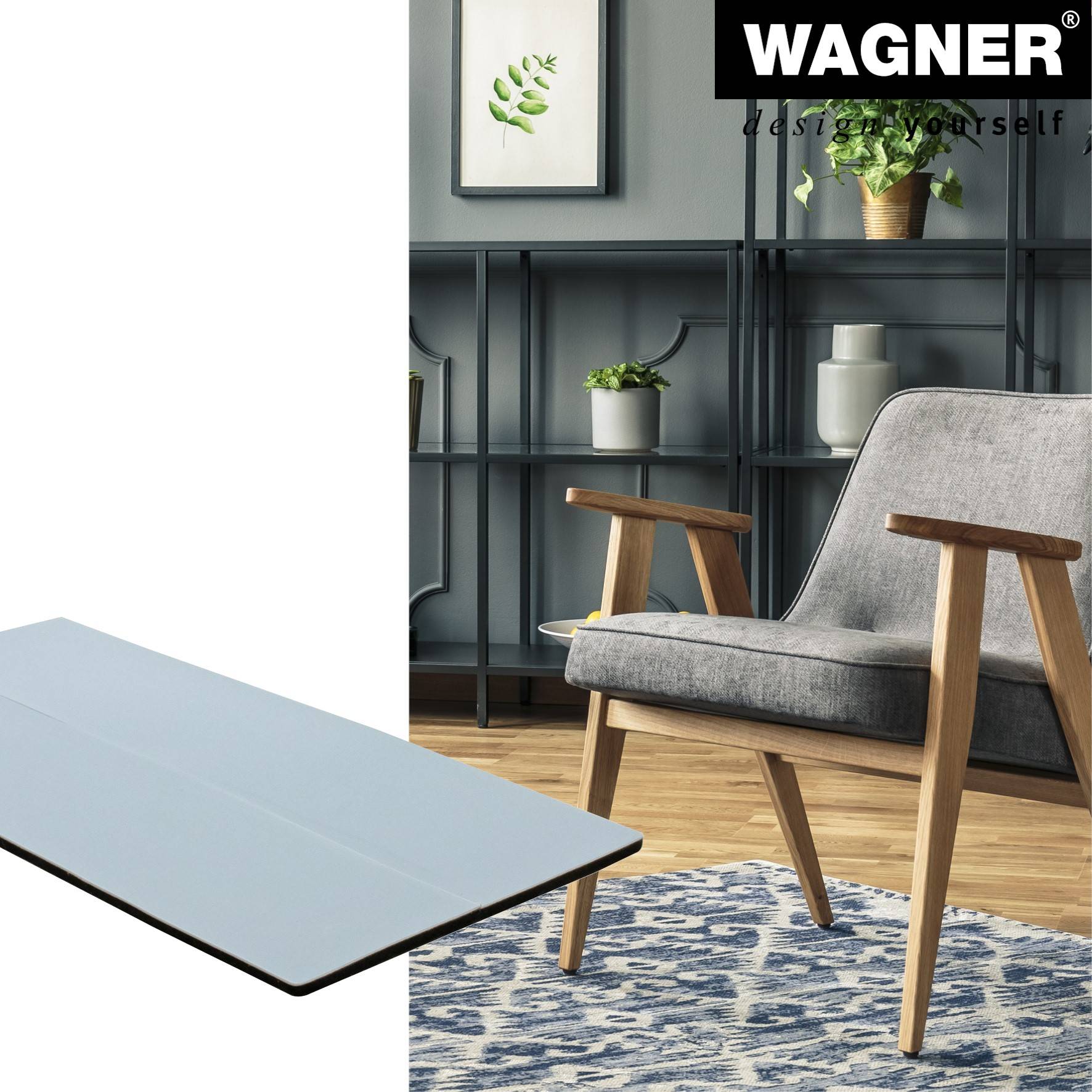 WAGNER PTFE Gleiter 4tlg.- 24 x 100 x 1,5 mm, Spezialkunststoff, selbstklebend, grau, als Gleitpad, robust - 16121199-2