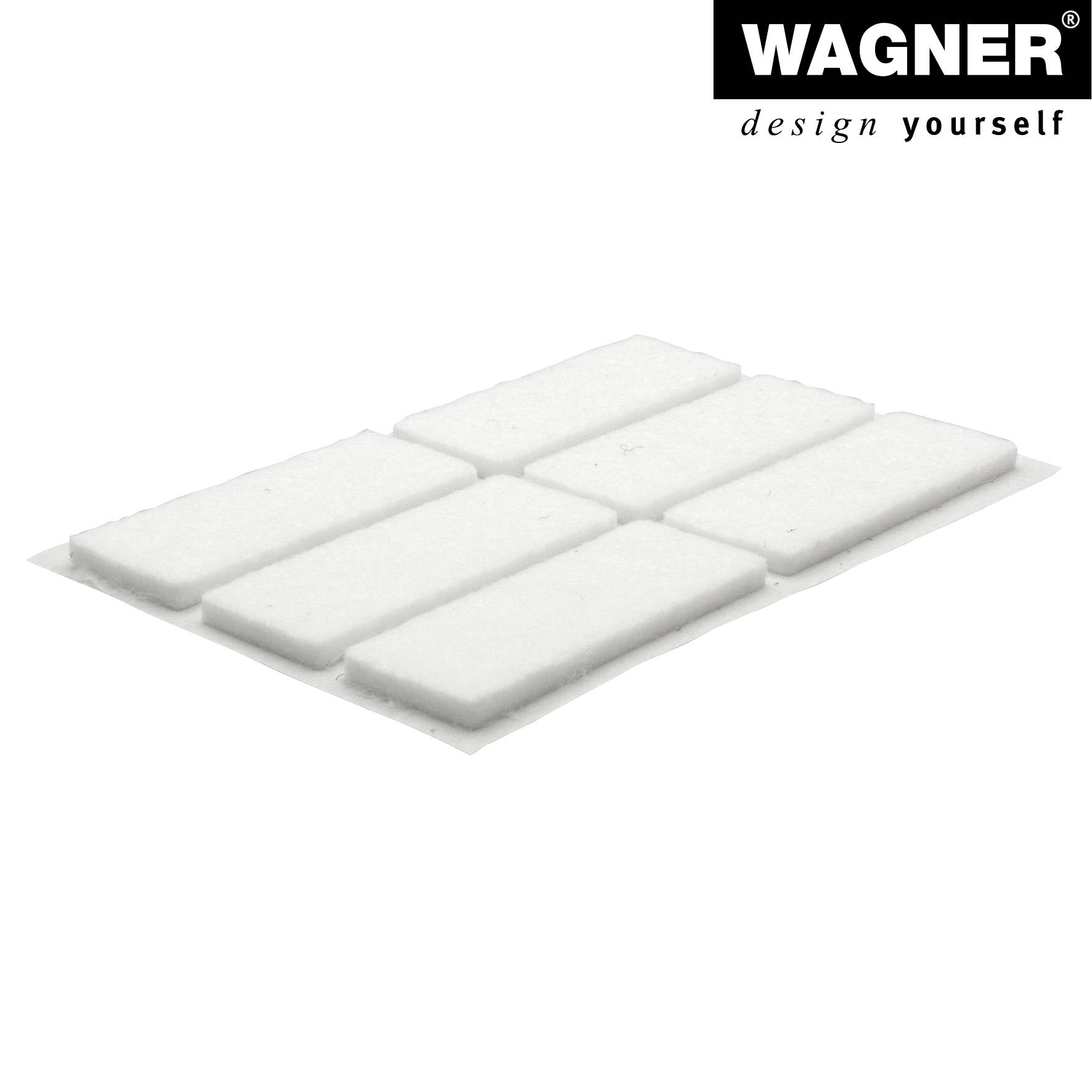 WAGNER Filz Pad 12tlg. - 16 x 44 x 3 mm, selbstklebend, weiß, für Filzgleiter, Schutzpads oder zum Basteln - 15174499-3