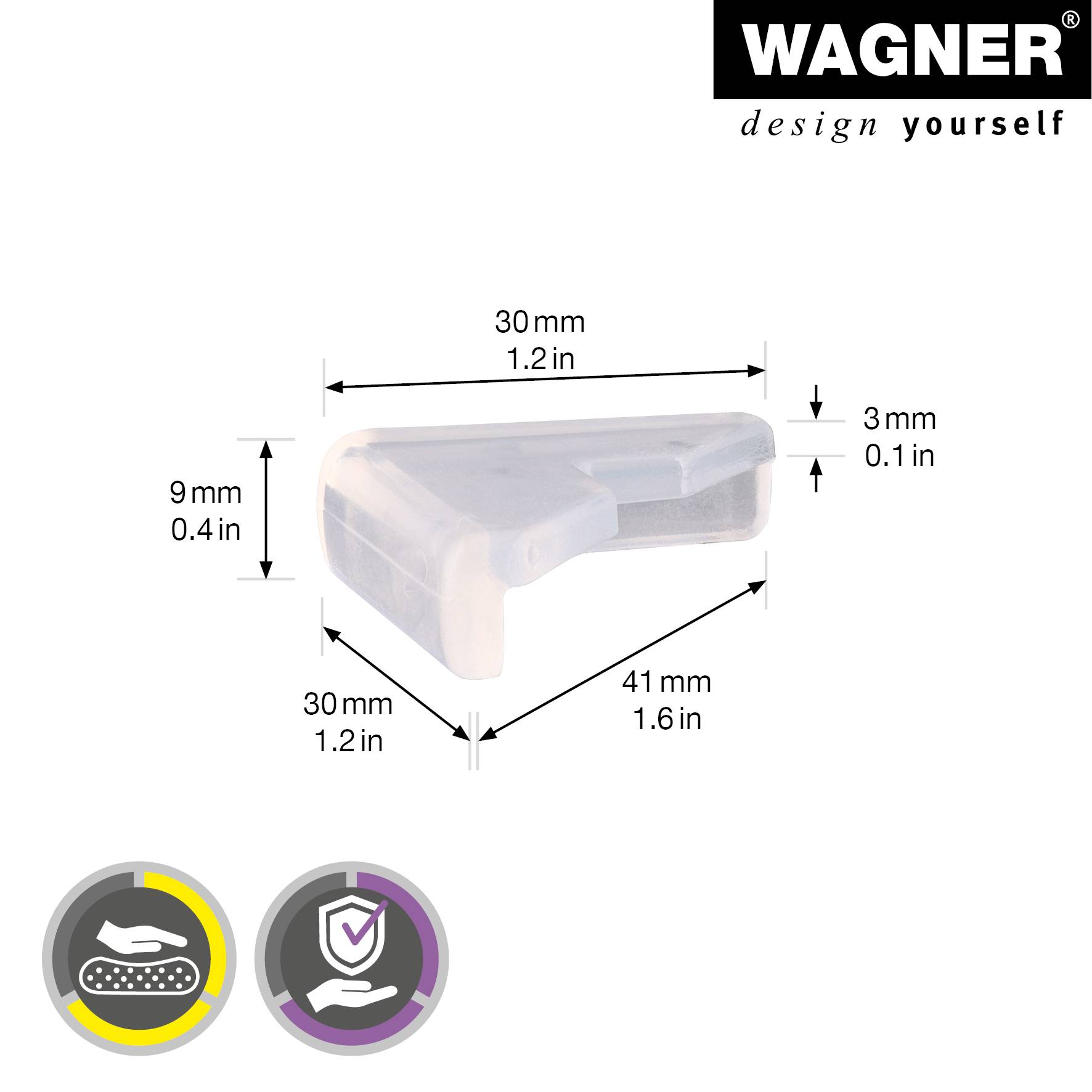 WAGNER Eckkantenschutz SAFE CORNER TRIANGLE 4tlg. Set - 30 x 9 mm, Kantenschutz zum Aufkleben, transparent - 15213099-1
