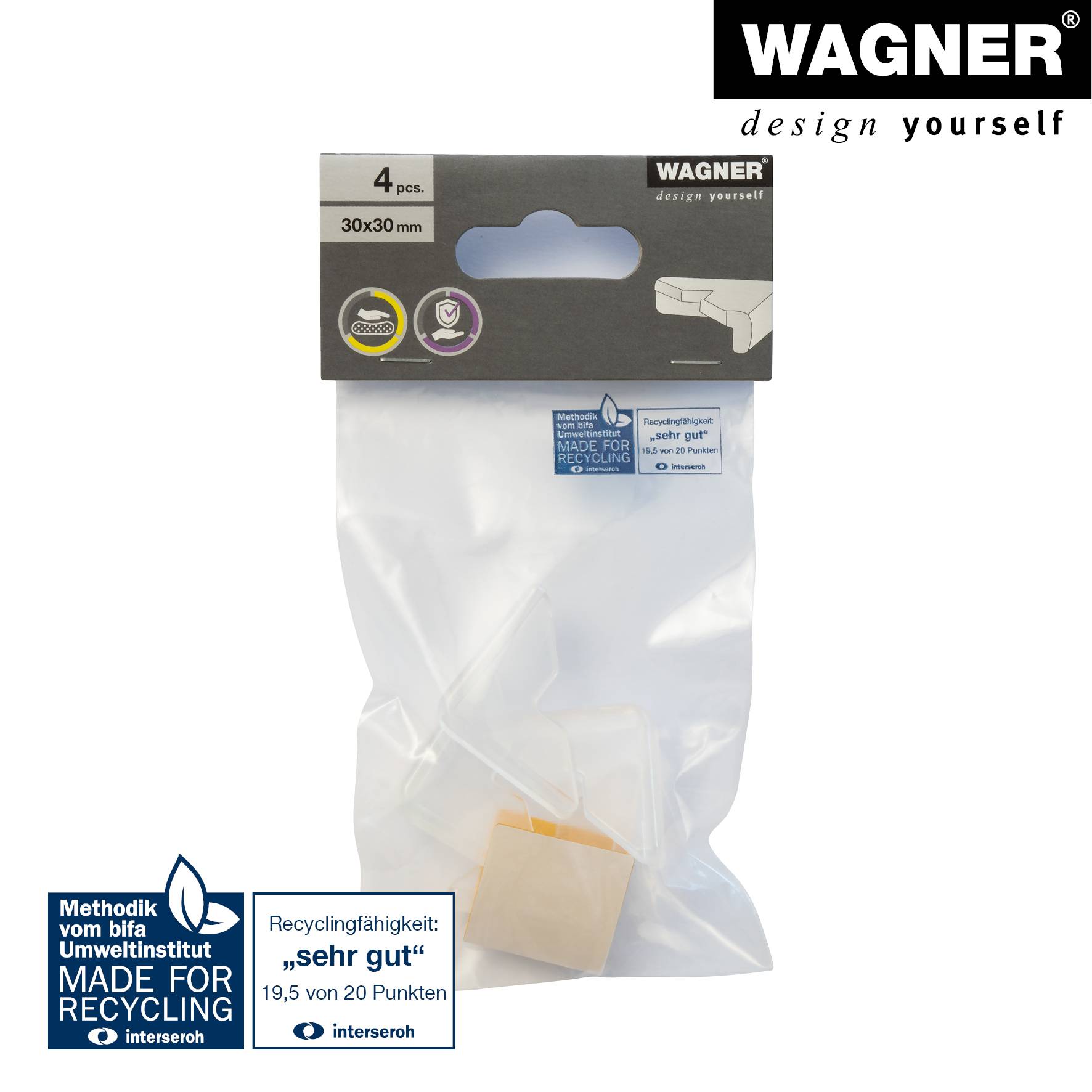 WAGNER Eckkantenschutz SAFE CORNER TRIANGLE 4tlg. Set - 30 x 9 mm, Kantenschutz zum Aufkleben, transparent - 15213099-3