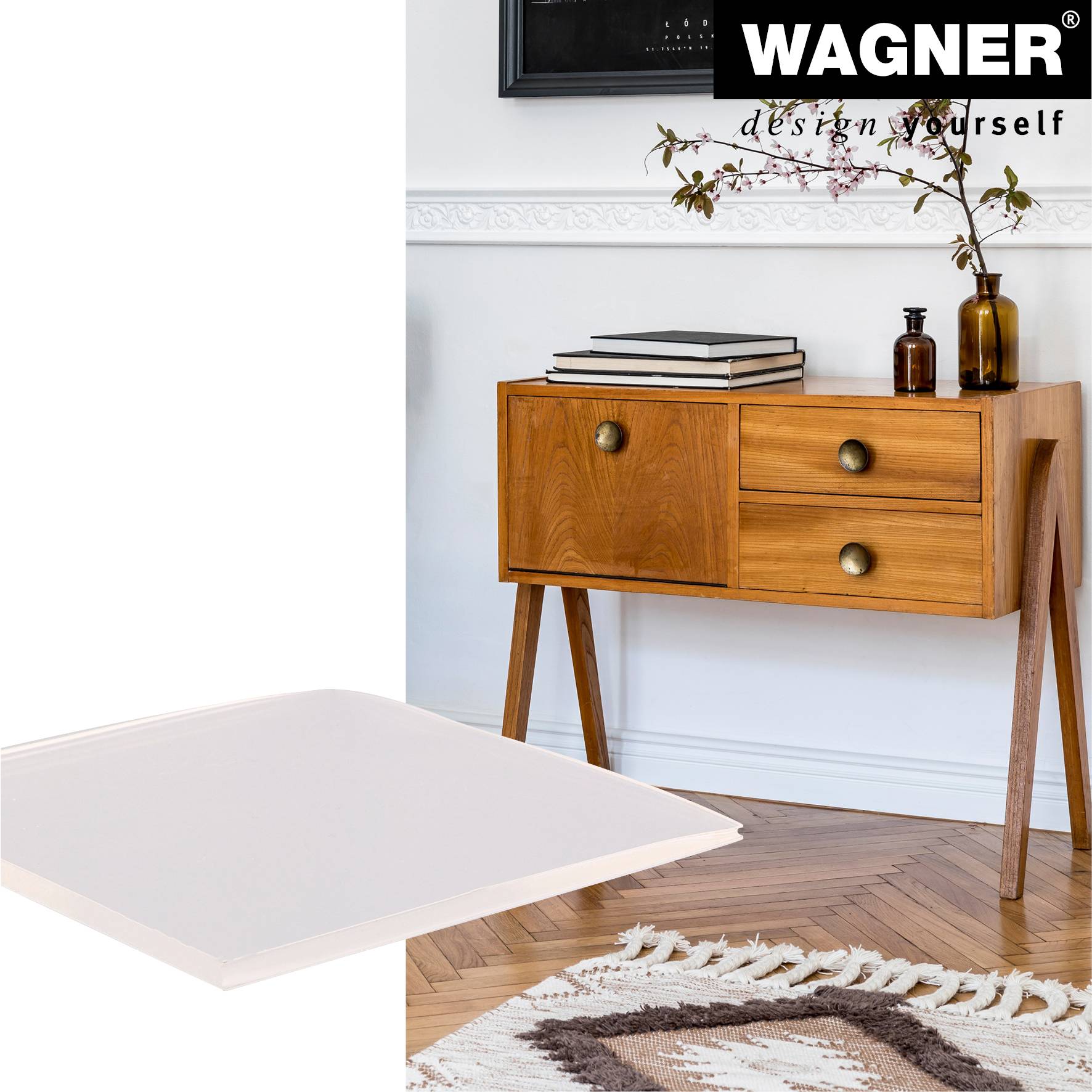 WAGNER Schutzpads 4tlg - 60 x 60 x 6,5 mm, transparent, selbstklebend, als Schutz unter diversen Gegenständen - 15316099-2