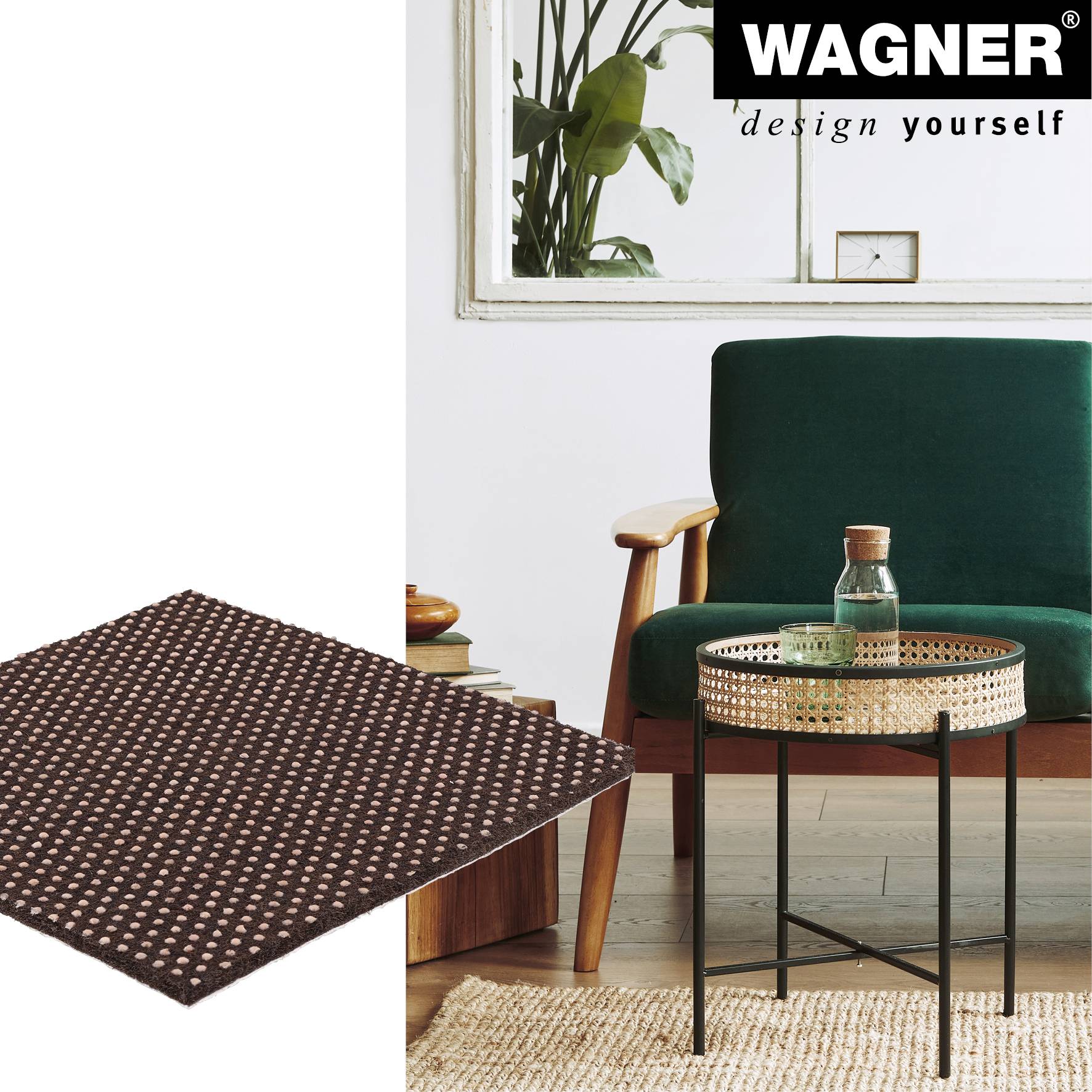 WAGNER Anti-Rutschplatte - 100 x 100 x 3 mm, Filz Mix, selbstklebend, rutschhemmend - 16011099-2