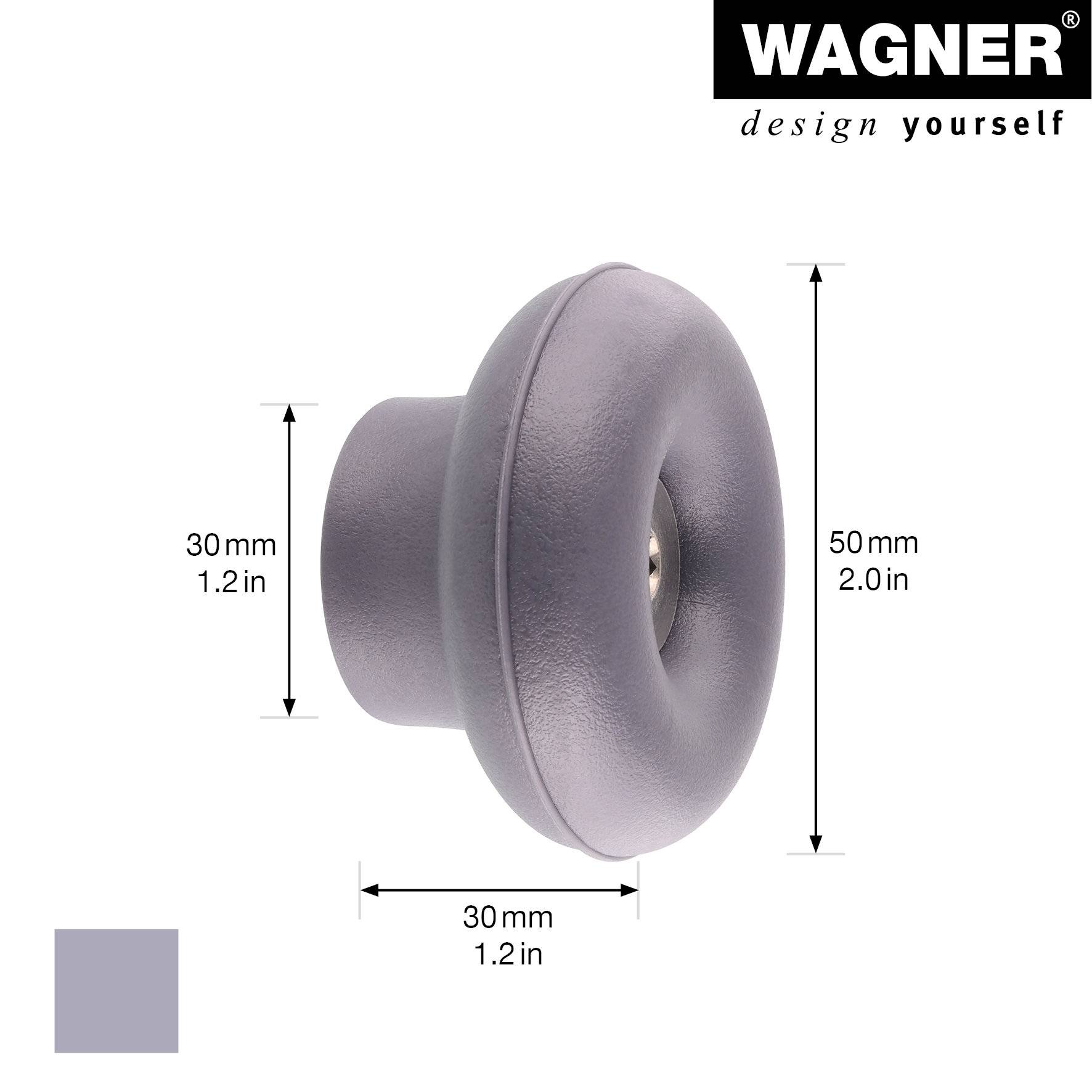 WAGNER hooks4home Wandhaken DOT - Ø 50 x 30 mm, Stahl & Kunststoff, grau - 17021221-1