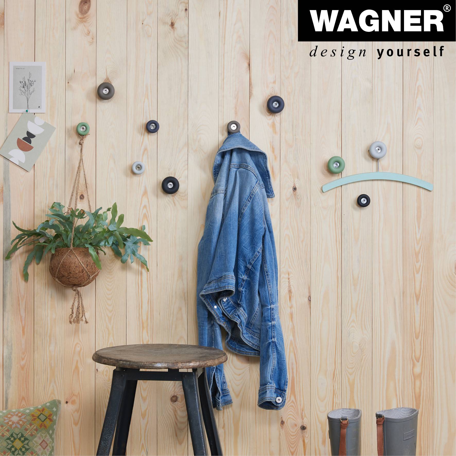 WAGNER hooks4home Wandhaken DOT - Ø 50 x 30 mm, Stahl & Kunststoff, grau - 17021221-4