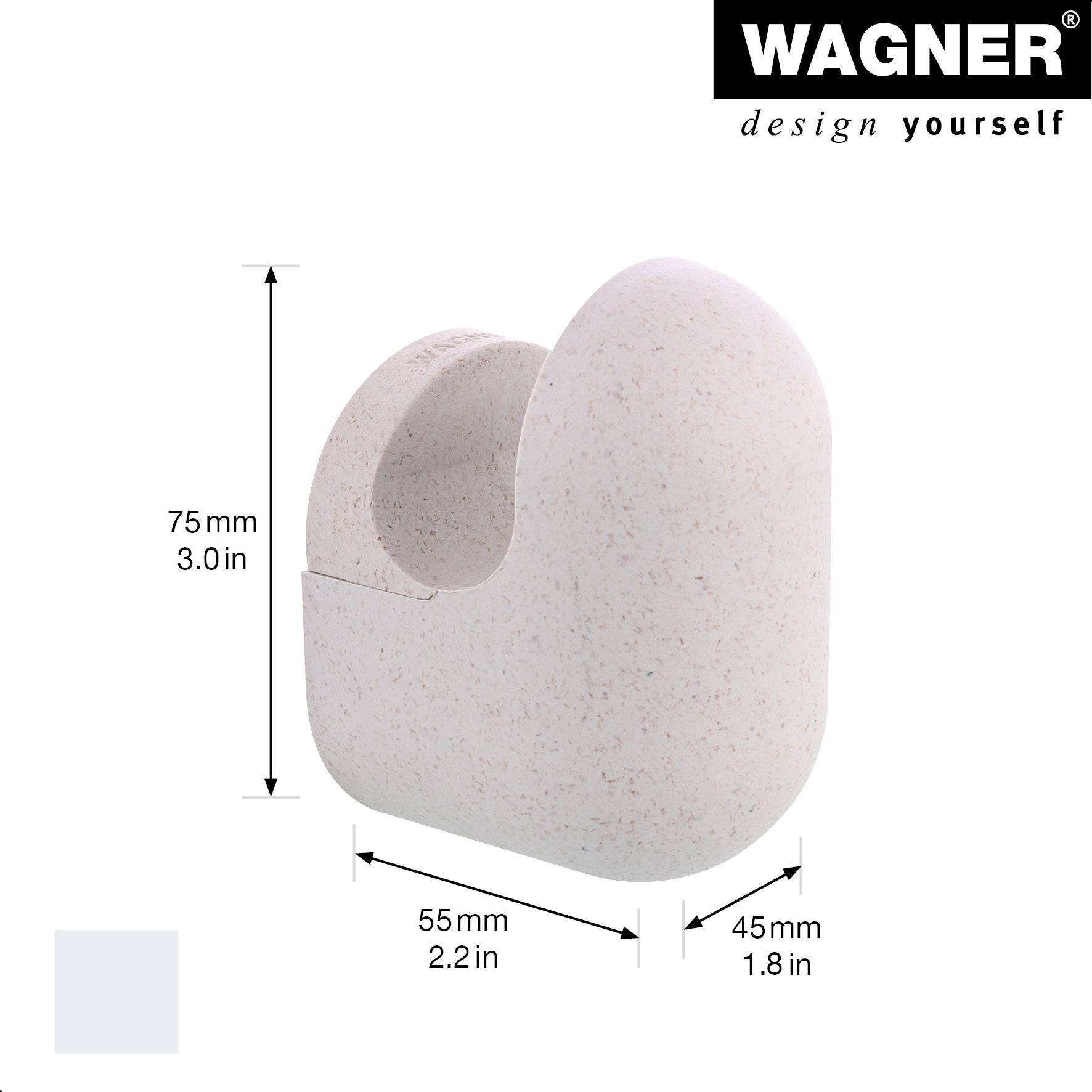 WAGNER hooks4home Wandhaken PILL - 75 x 55 x 45 mm, Bio Kunststoff hellgrau, DE Ware - 17041421-1