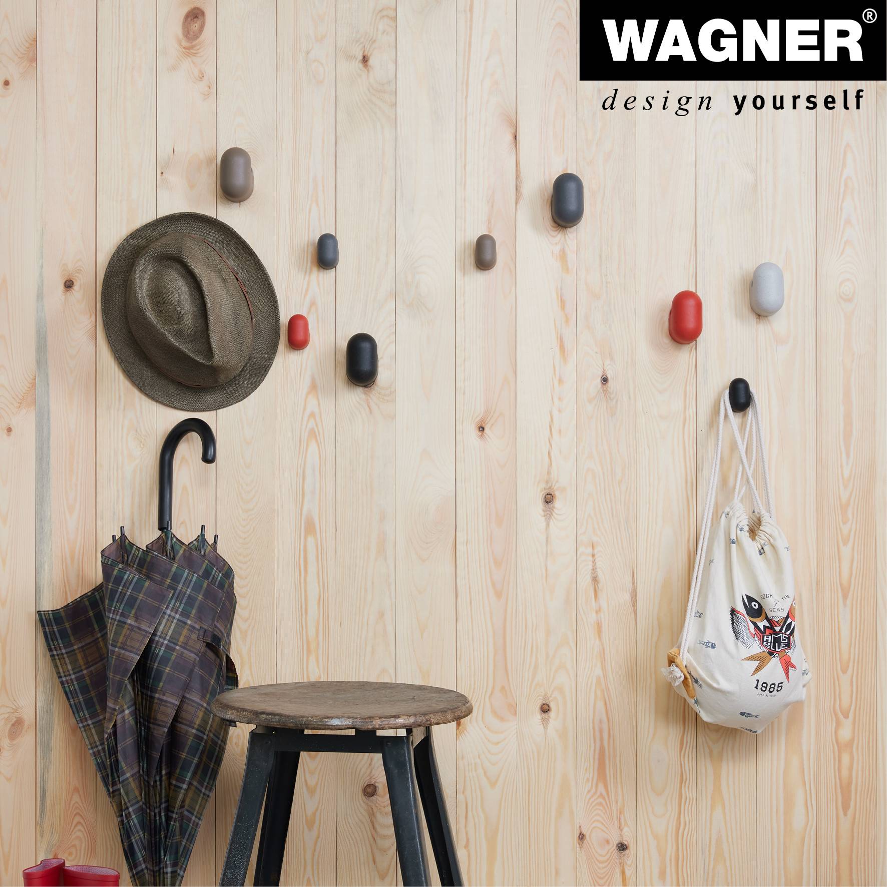 WAGNER hooks4home Wandhaken PILL - 75 x 55 x 45 mm, Bio Kunststoff hellgrau, DE Ware - 17041421-4