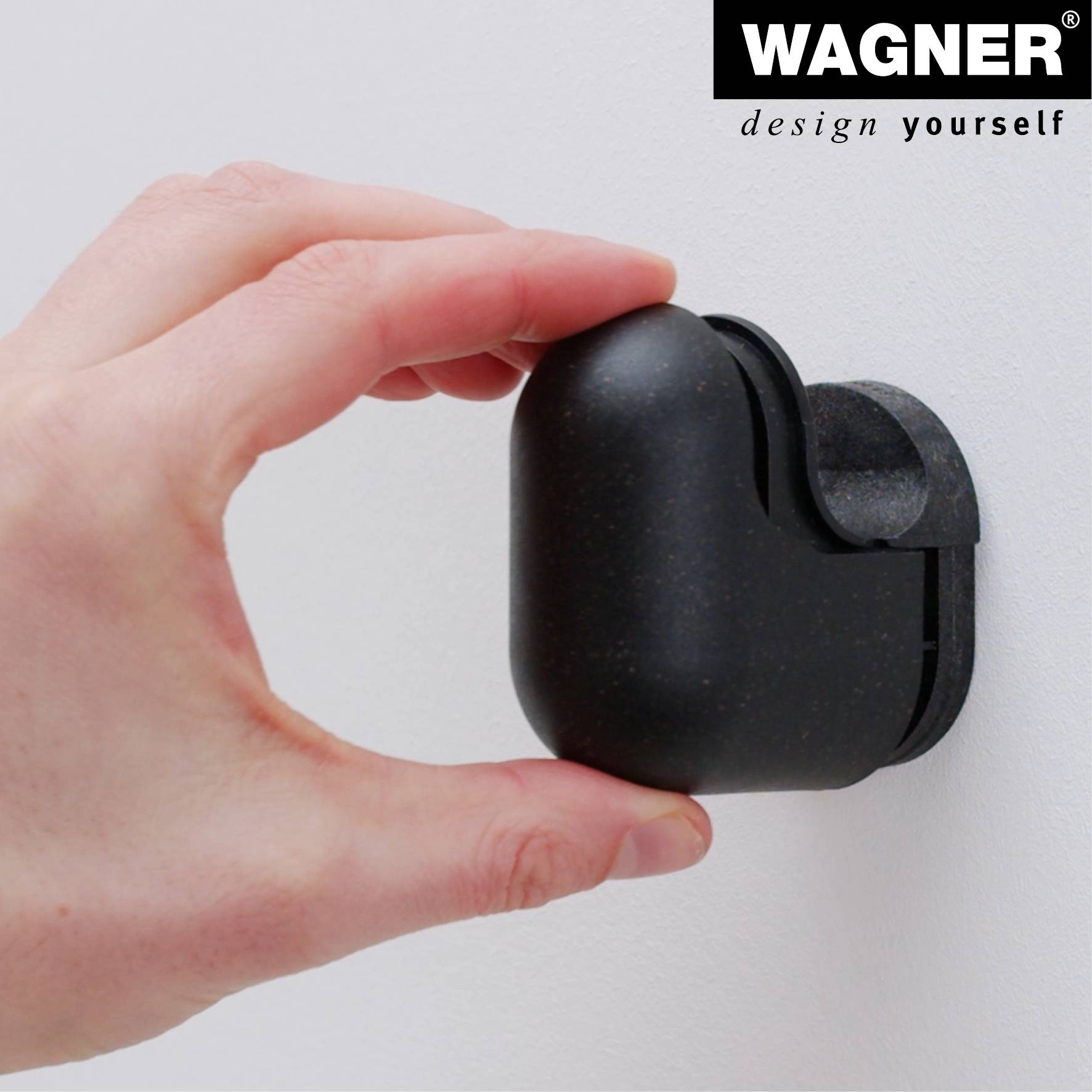 WAGNER hooks4home Wandhaken PILL - 50 x 30 x 35 mm, Bio Kunststoff schwarz, DE Ware - 17040121-3