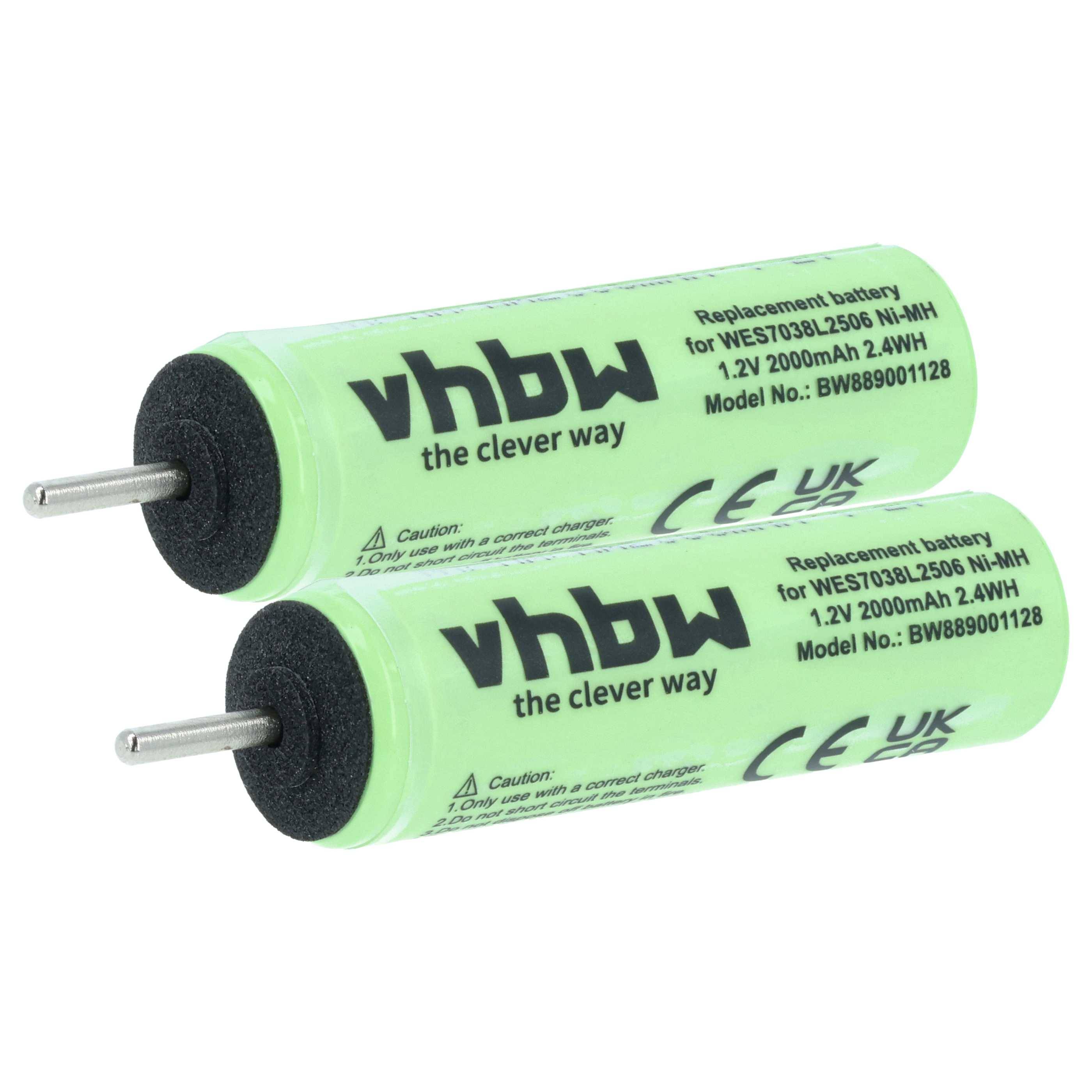 vhbw 2x Akku kompatibel mit Panasonic ES2207P | ES3041, ES3040, ES3042, ES365, ES3050, ES366 Rasierer (2000 mAh, 1,2 V-0