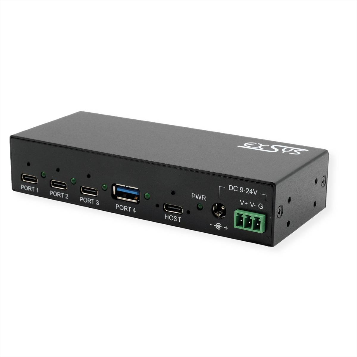 EXSYS EX-12293HMS 4 Port USB 3.2 Metall HUB 3x C- und 1x A-Anschlüsse-0