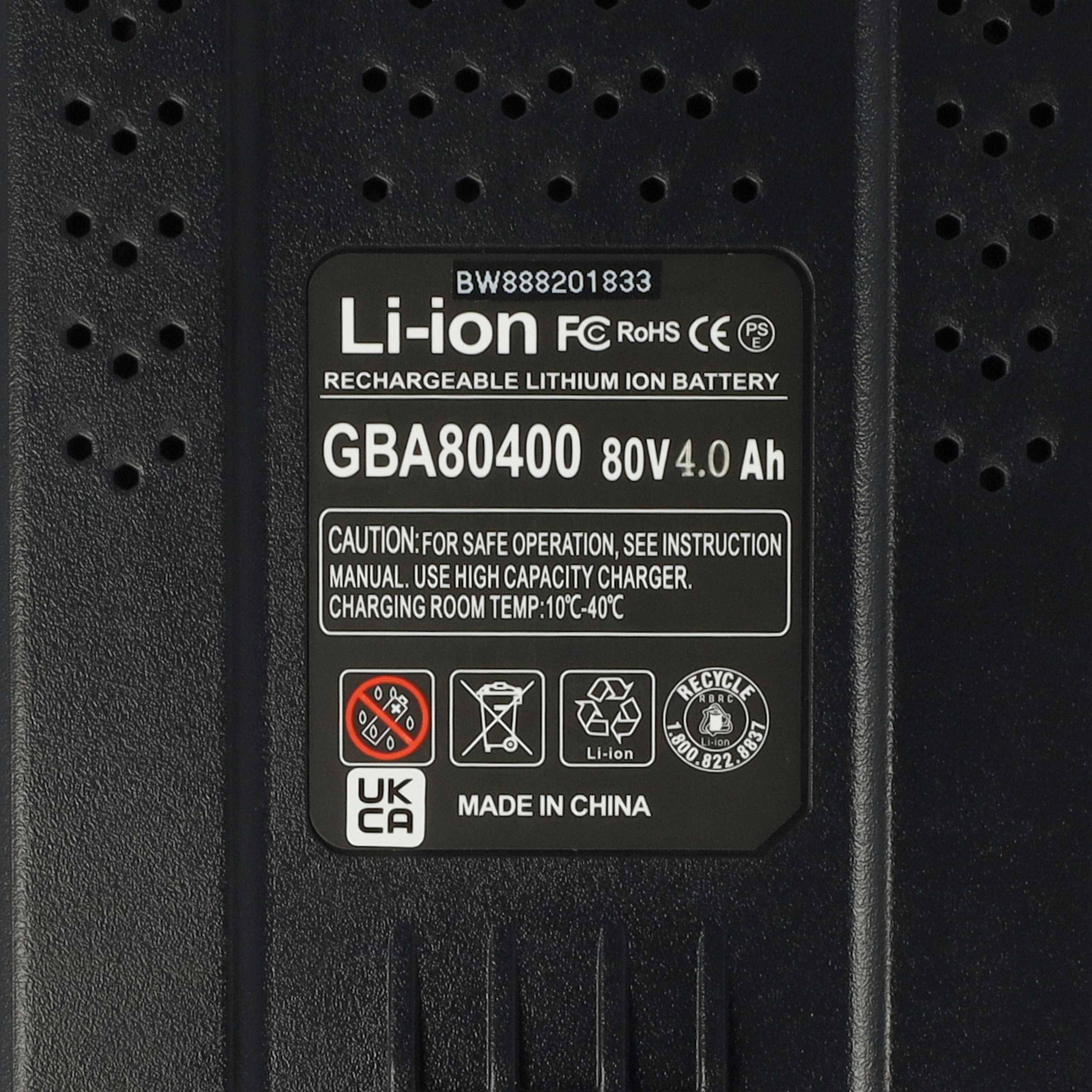 vhbw 2x Akku Ersatz für Greenworks GBA80500 | GBA80250, GBA80400 für Werkzeug (4000 mAh, Li-Ion, 80 V)-4