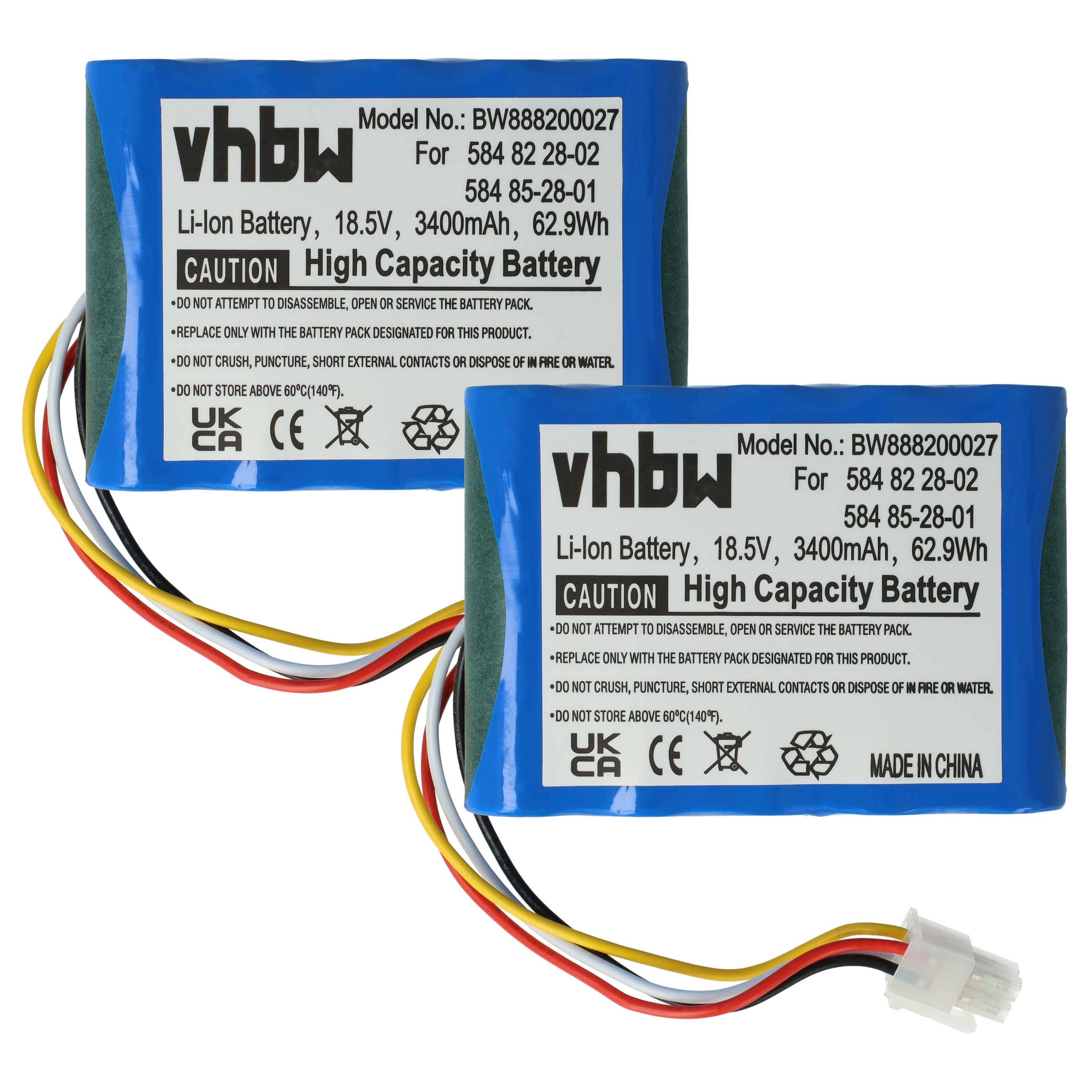 vhbw 2x Akku kompatibel mit Gardena Sileno + R130Li | Sileno + R130LiC, Sileno + R160Li, Sileno City 250 15001-0