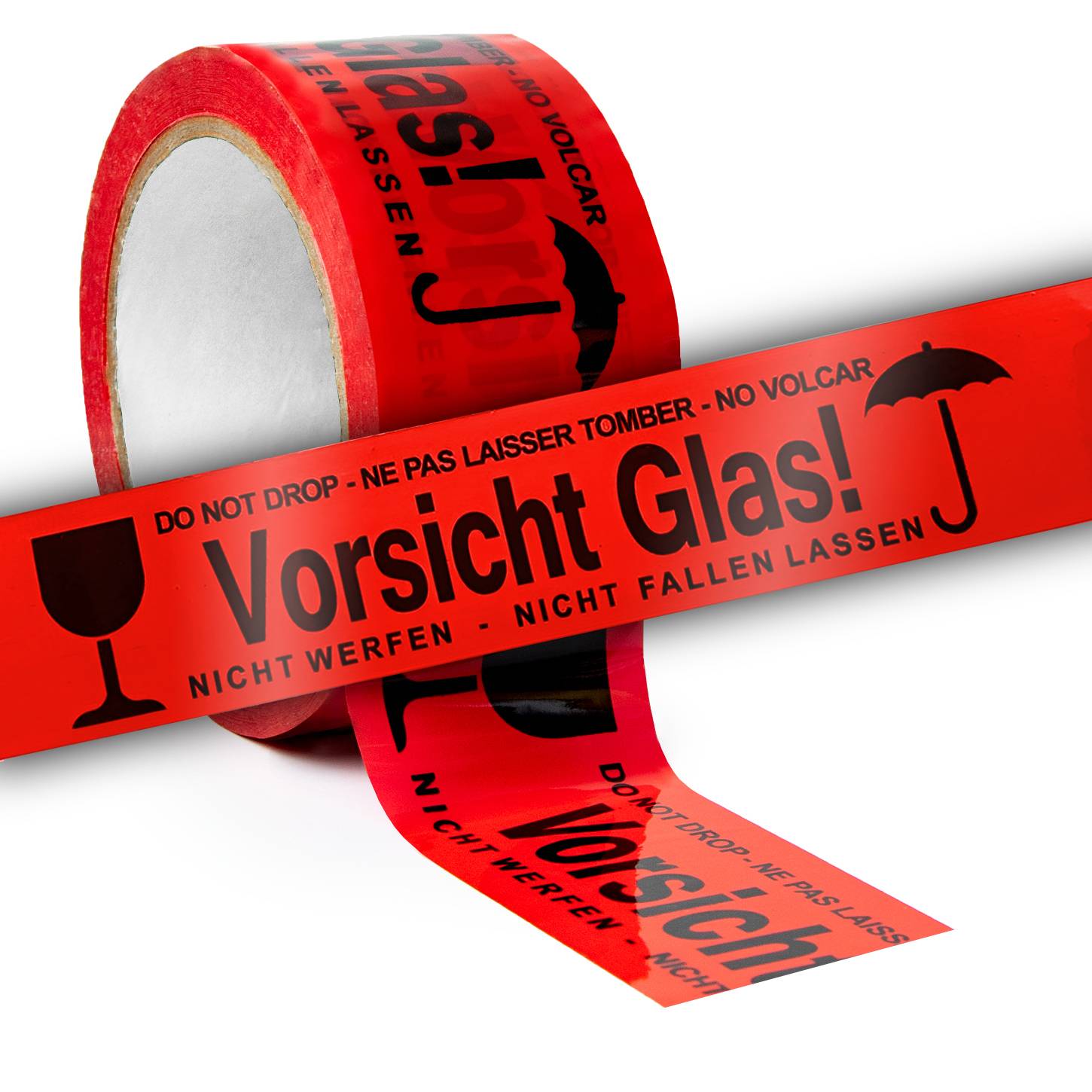 ARLI 18x Klebeband Vorsicht Glas Packband rot-1