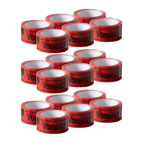 ARLI 18x Klebeband Vorsicht Glas Packband rot