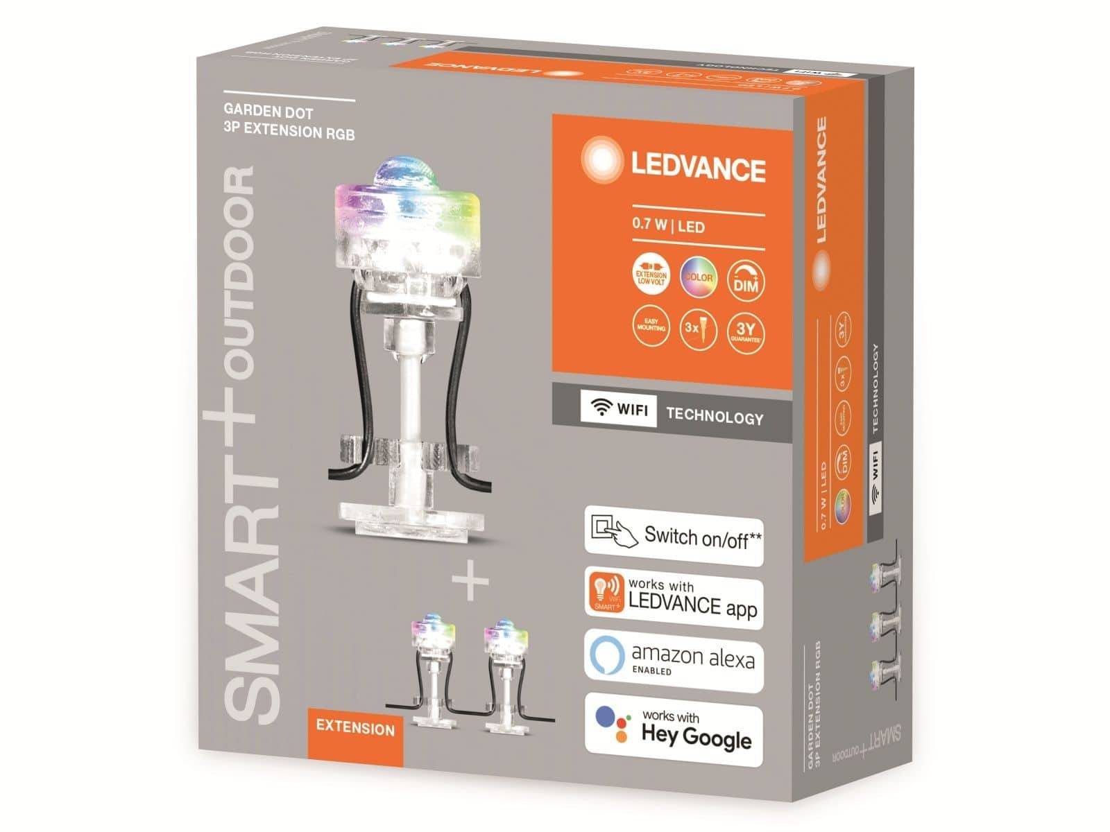 Symbolbild für LEDVANCE SMART+ GARDEN DOT MULTICOLOR 3 Dot extension 4058075478572 LED-Wandleuchte LED 0.7 W Klar