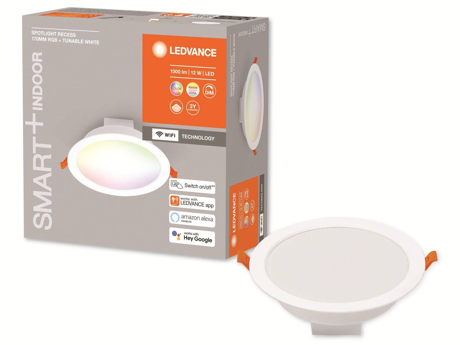 Symbolbild für LEDVANCE 4058075573376 SMART RECESS DOWNLIGHT TW AND RGB LED-Einbauleuchte LED LED fest eingebaut 12 W Weiß