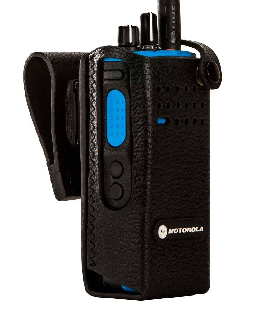 Motorola Feste Ledertasche mit 2.5 Zoll drehbarer Gürtelschlaufe für Funkgeräte ohne Display PMLN6096A-0