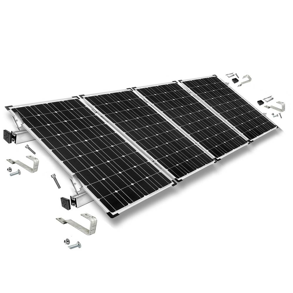 Befestigungskit mit Biberschwanz Dachhaken für Schrägdachmontage 4 Solarpanels Rahmenhöhe 30mm-0