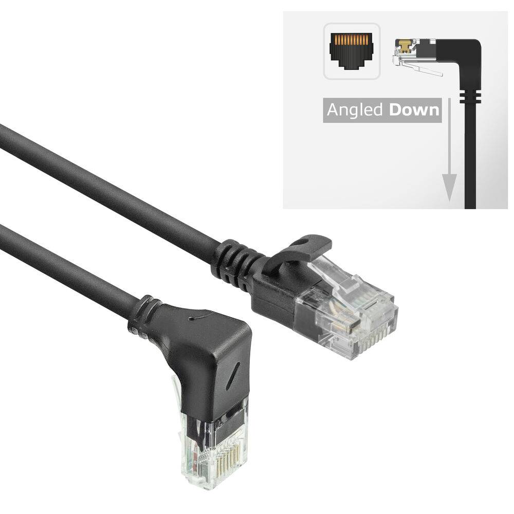 ACT DC3930 U/UTP CAT6A LSZH Slimline Patch Cord | RJ45 Steckverbinder | 90° abgewinkelt | Schwarz | 15 cm-0