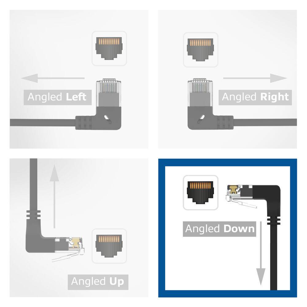 ACT DC3901 U/UTP CAT6A LSZH Slimline Patchkabel | RJ45-Stecker | 90° abgewinkelt | Schwarz | 1 Meter-1