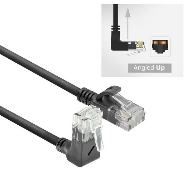 ACT DC4900 U/UTP CAT6A LSZH Slimline Patchkabel | RJ45 Stecker | 90° abgewinkelt | Schwarz | 50 cm