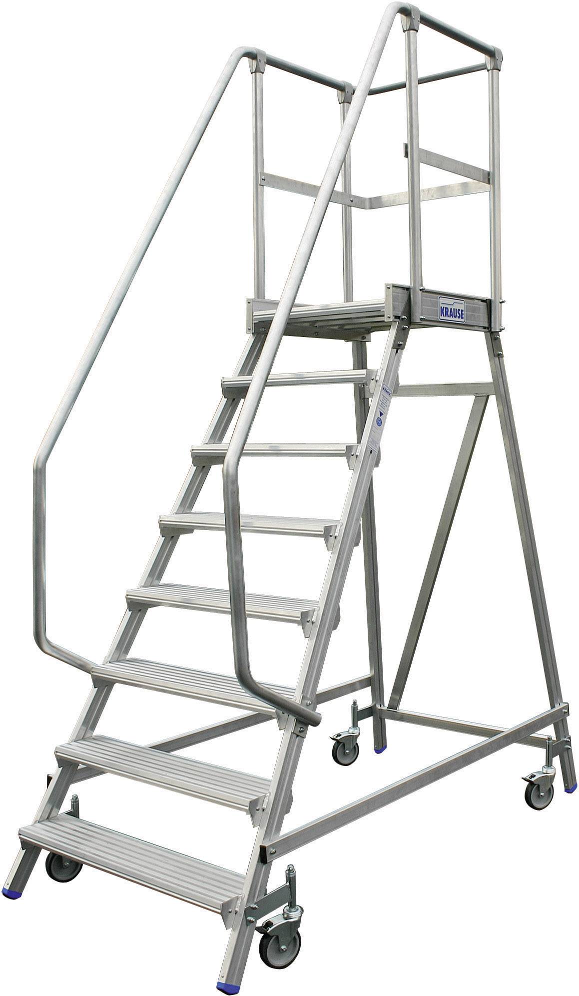 Krause 820136 Aluminium Podestleiter fahrbar Arbeitshöhe (max.): 2.7 m Silber DIN EN 131, BGI 637, BGI 694, BGV-D 36 30 -1