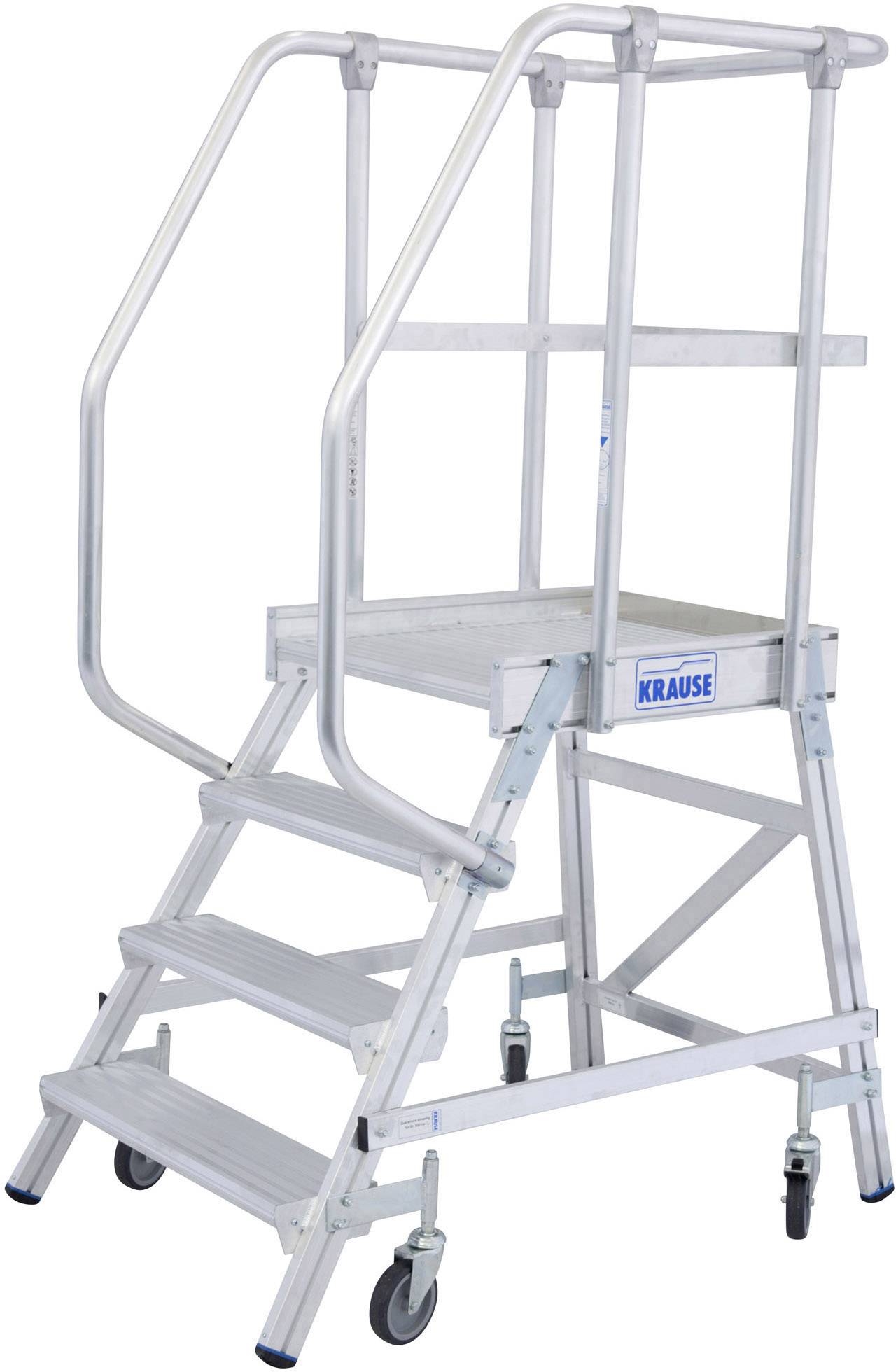 Krause 820143 Aluminium Podestleiter fahrbar Arbeitshöhe (max.): 2.95 m Silber DIN EN 131, BGI 637, BGI 694, BGV-D 36 33-3