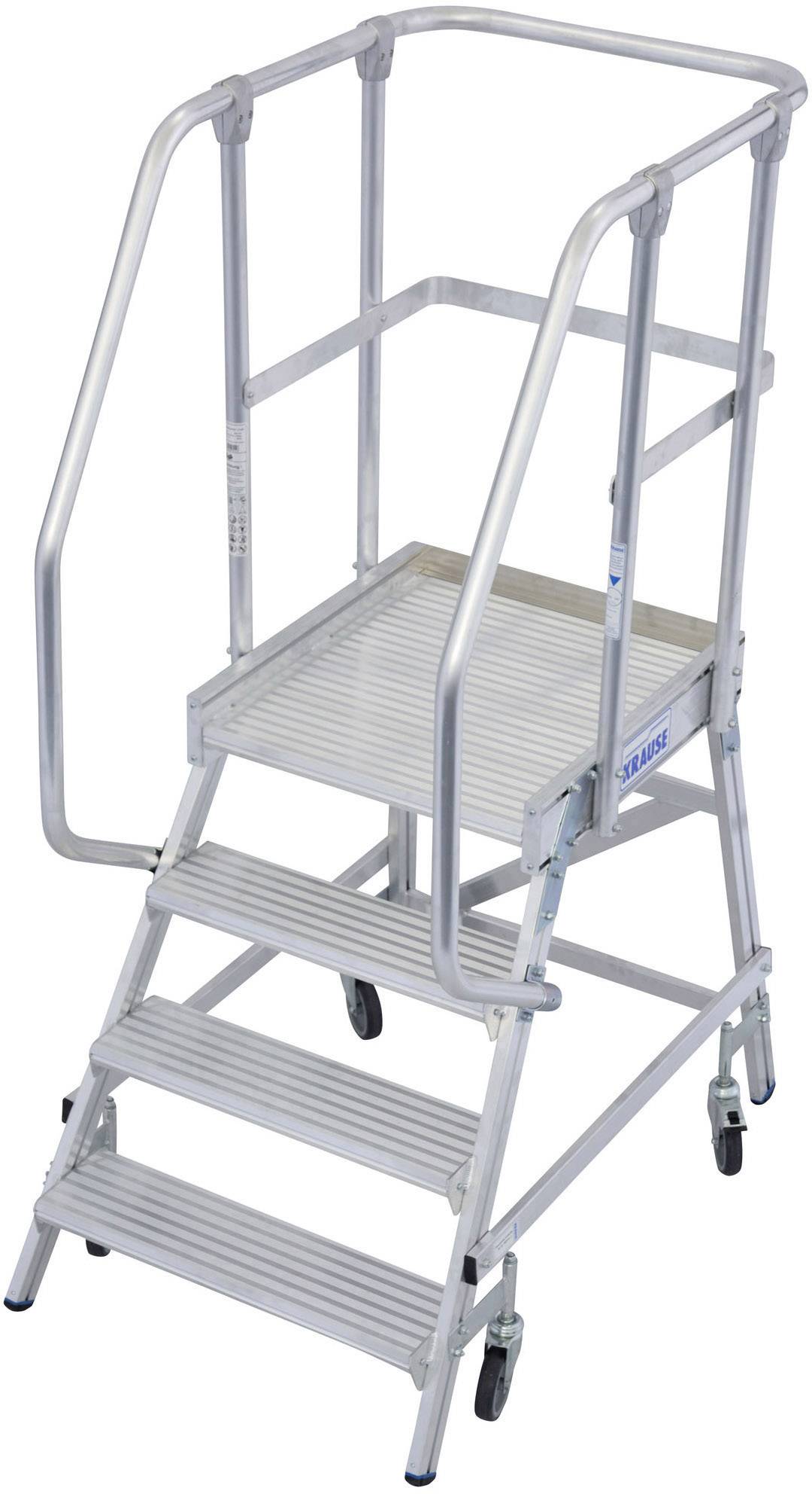 Krause 820143 Aluminium Podestleiter fahrbar Arbeitshöhe (max.): 2.95 m Silber DIN EN 131, BGI 637, BGI 694, BGV-D 36 33-4