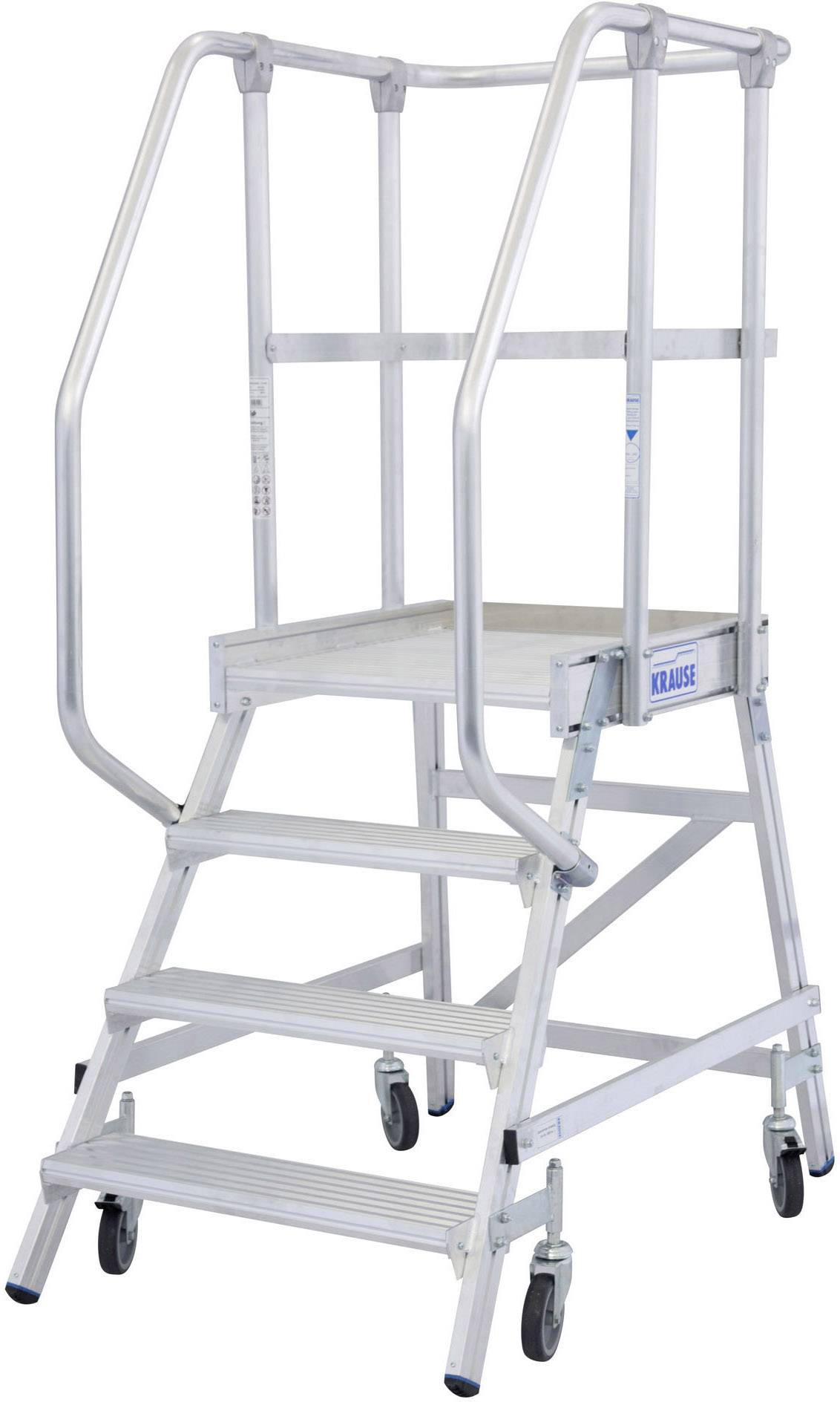 Krause 820143 Aluminium Podestleiter fahrbar Arbeitshöhe (max.): 2.95 m Silber DIN EN 131, BGI 637, BGI 694, BGV-D 36 33-5