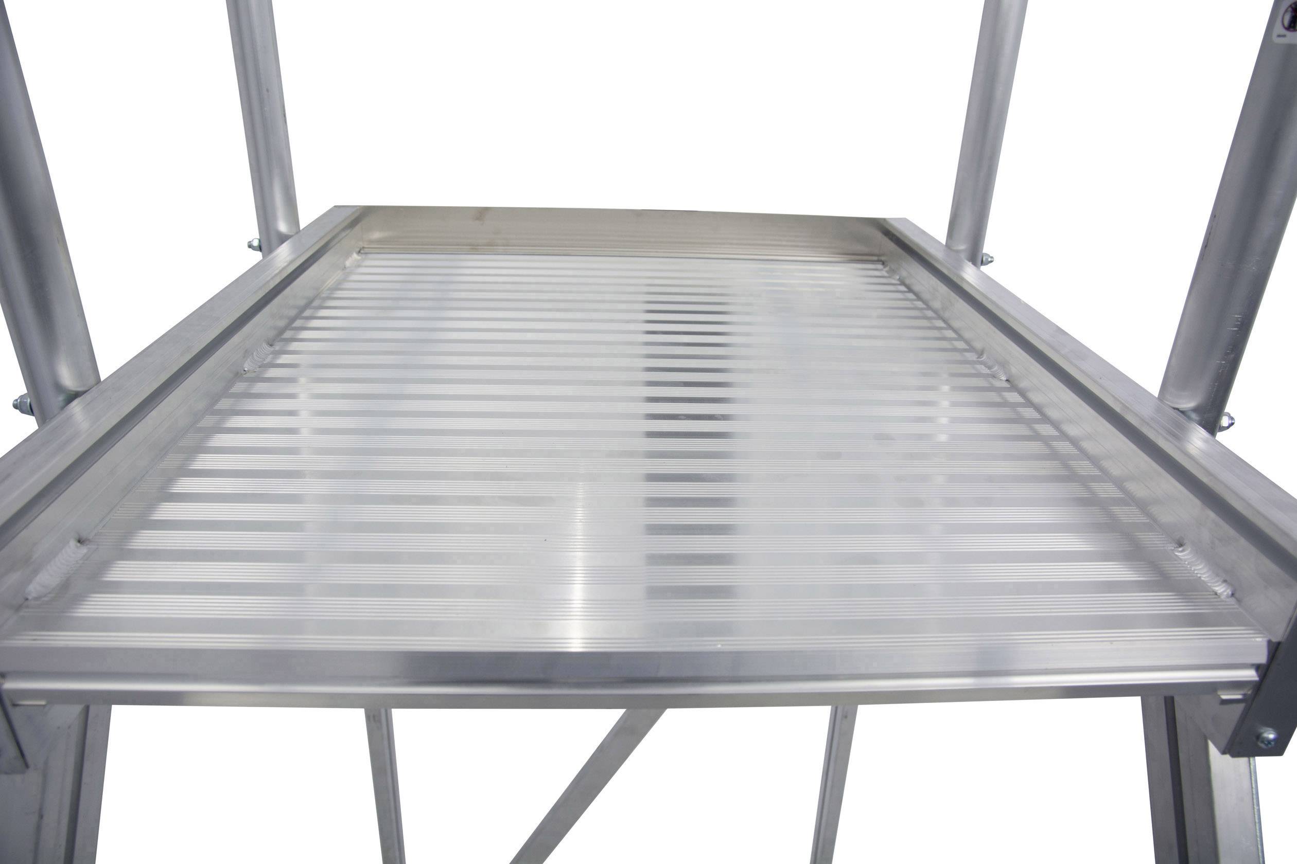 Krause 820143 Aluminium Podestleiter fahrbar Arbeitshöhe (max.): 2.95 m Silber DIN EN 131, BGI 637, BGI 694, BGV-D 36 33-9