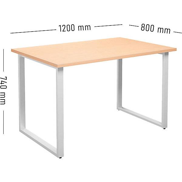 Mehrzwecktisch DUO-O gerade Platte Tiefe 800 mm Breite 1200 mm Birke / weiß. TAKKT Industrial & Packaging-1