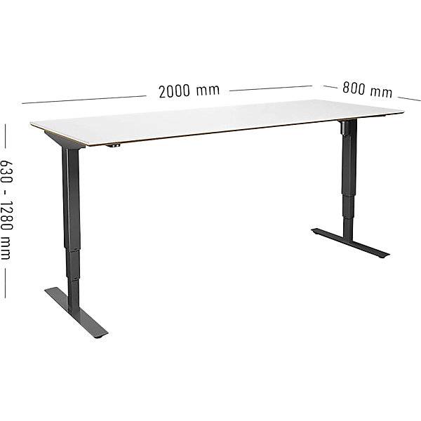 Schreibtisch Atlanta Trend elektrisch höhenverstellbar gerade BxT 2000 x 800 mm weiß/schwarz. TAKKT Industrial-2