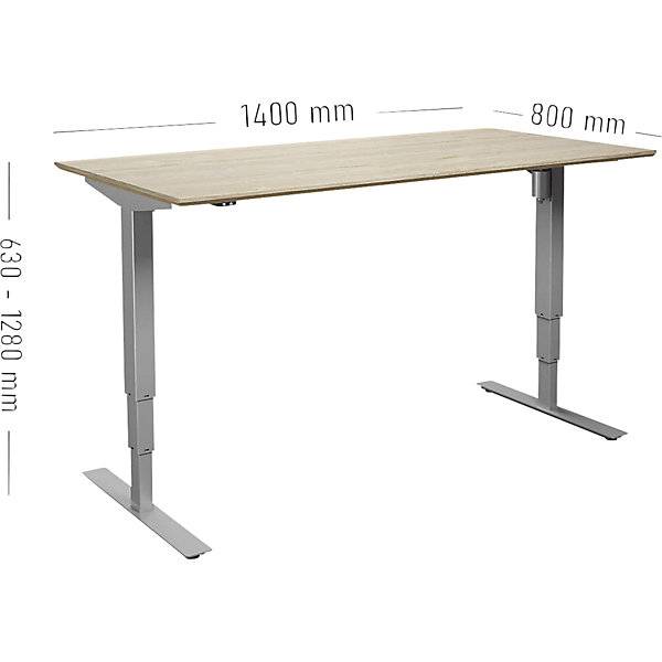 Schreibtisch Atlanta Trend elektrisch höhenverstellbar gerade BxT 1400 x 800 mm Eiche/silber. TAKKT Industrial-2