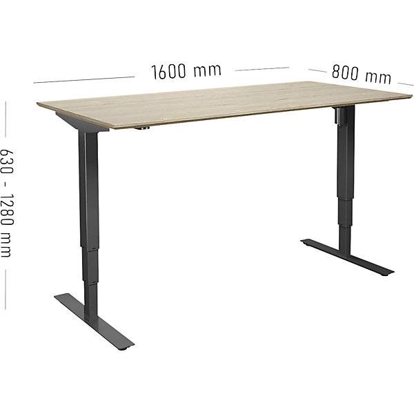 Schreibtisch Atlanta Trend elektrisch höhenverstellbar gerade BxT 1600 x 800 mm Eiche/schwarz. TAKKT-2