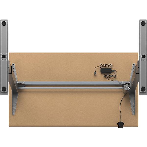 Schreibtisch Atlanta Trend elektrisch höhenverstellbar gerade BxT 1400 x 800 mm weiß/silber. TAKKT Industrial-3