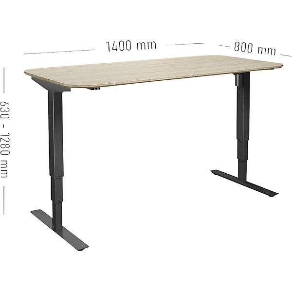 Schreibtisch Atlanta Trend elektrisch höhenverstellbar gerade abgerundete Ecken BxT 1400 x 800 mm-1