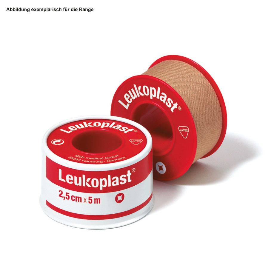 Leukoplast Rollenpflaster 5m x 2,5cm rot im Schutzring für Wunden | Packung (12 Rollen)-1