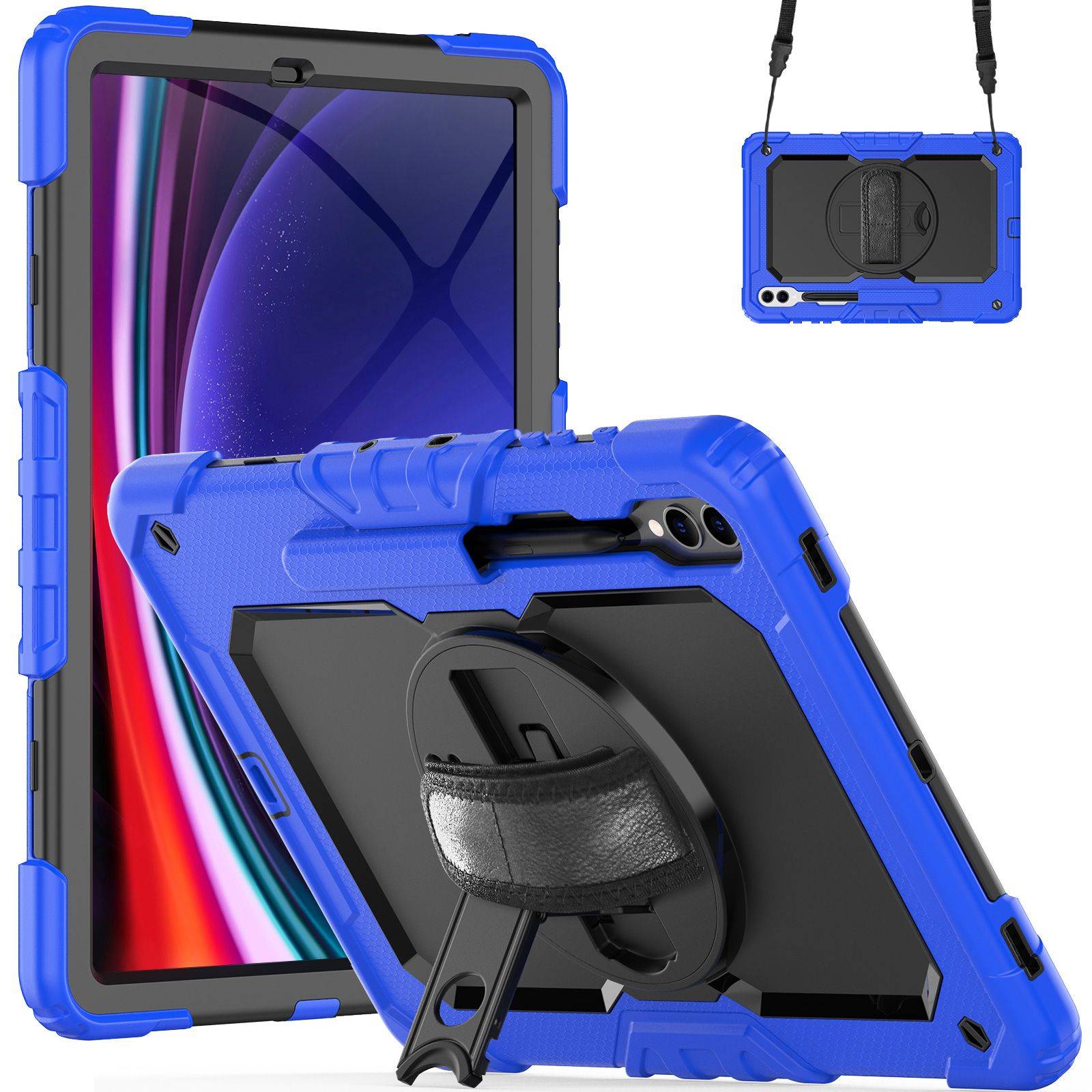4in1 Schutzhülle für Samsung Galaxy Tab S9 FE Plus+ X610/X616 2023 12.4 Zoll Hard Case + Standfunktion+Tragegurt-1