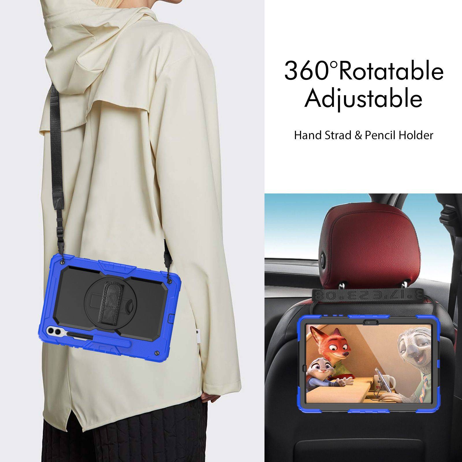 4in1 Schutzhülle für Samsung Galaxy Tab S9 FE Plus+ X610/X616 2023 12.4 Zoll Hard Case + Standfunktion+Tragegurt-3