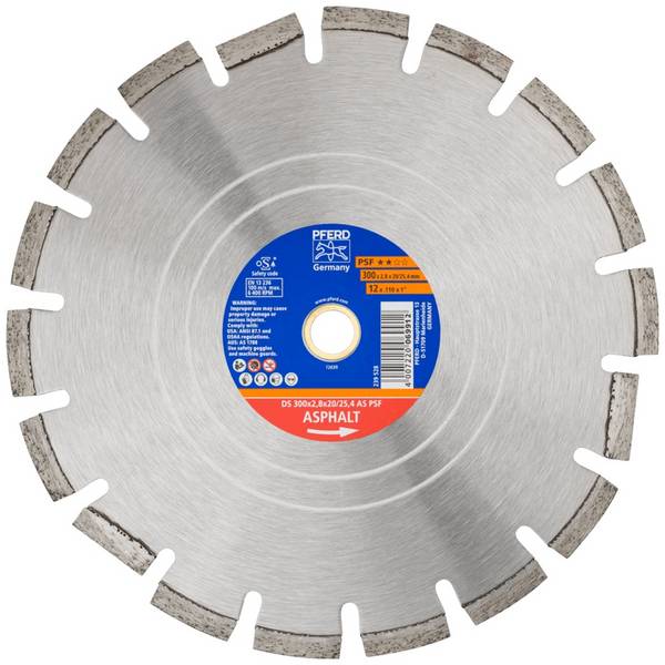 PFERD TOOLS Diamant-Trennscheibe DS 300x2,8x20/25,4 mm PSF für schnelles Trennen von Asphalt