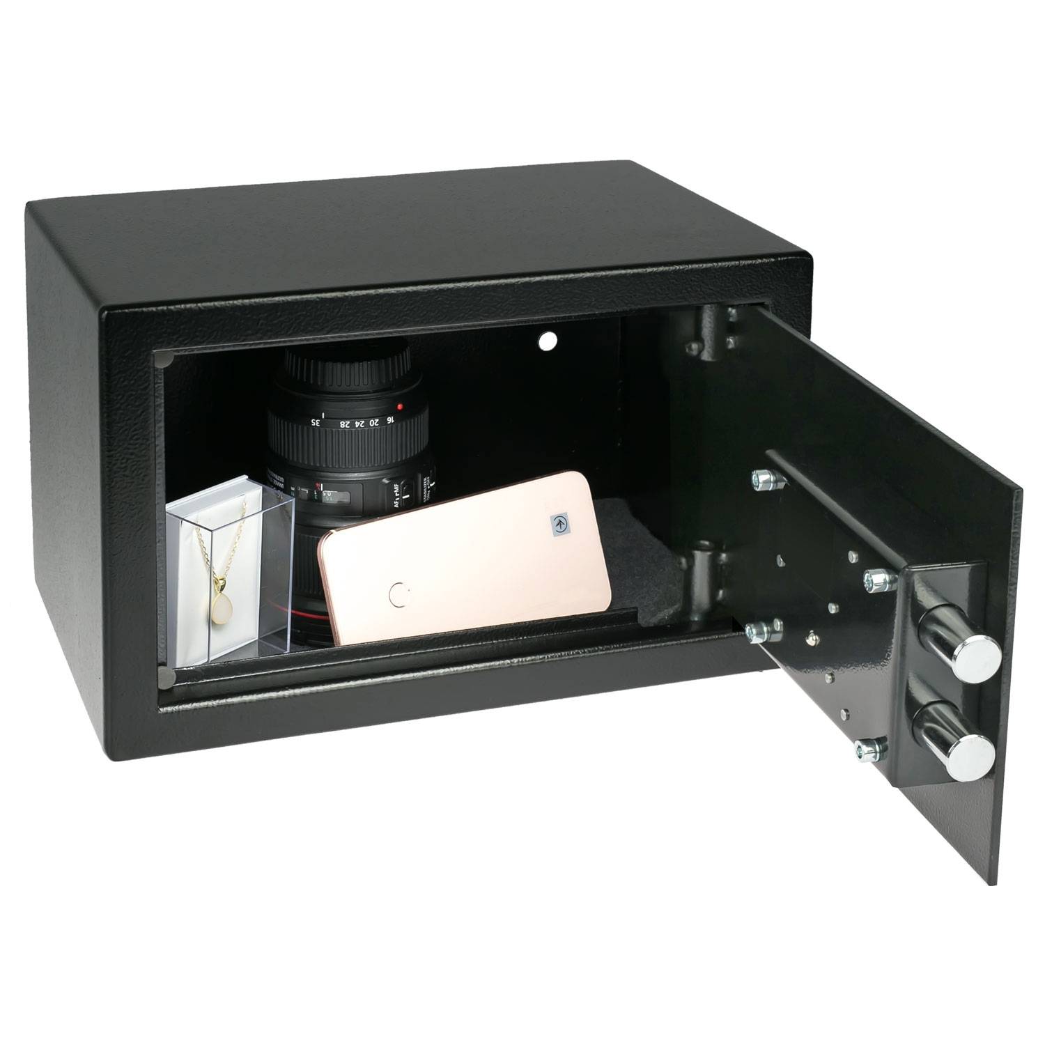 HMF 49200-02 Safe Tresor mit Schlüssel, Möbeltresor | 31 x 20 x 20 cm | Schwarz-3