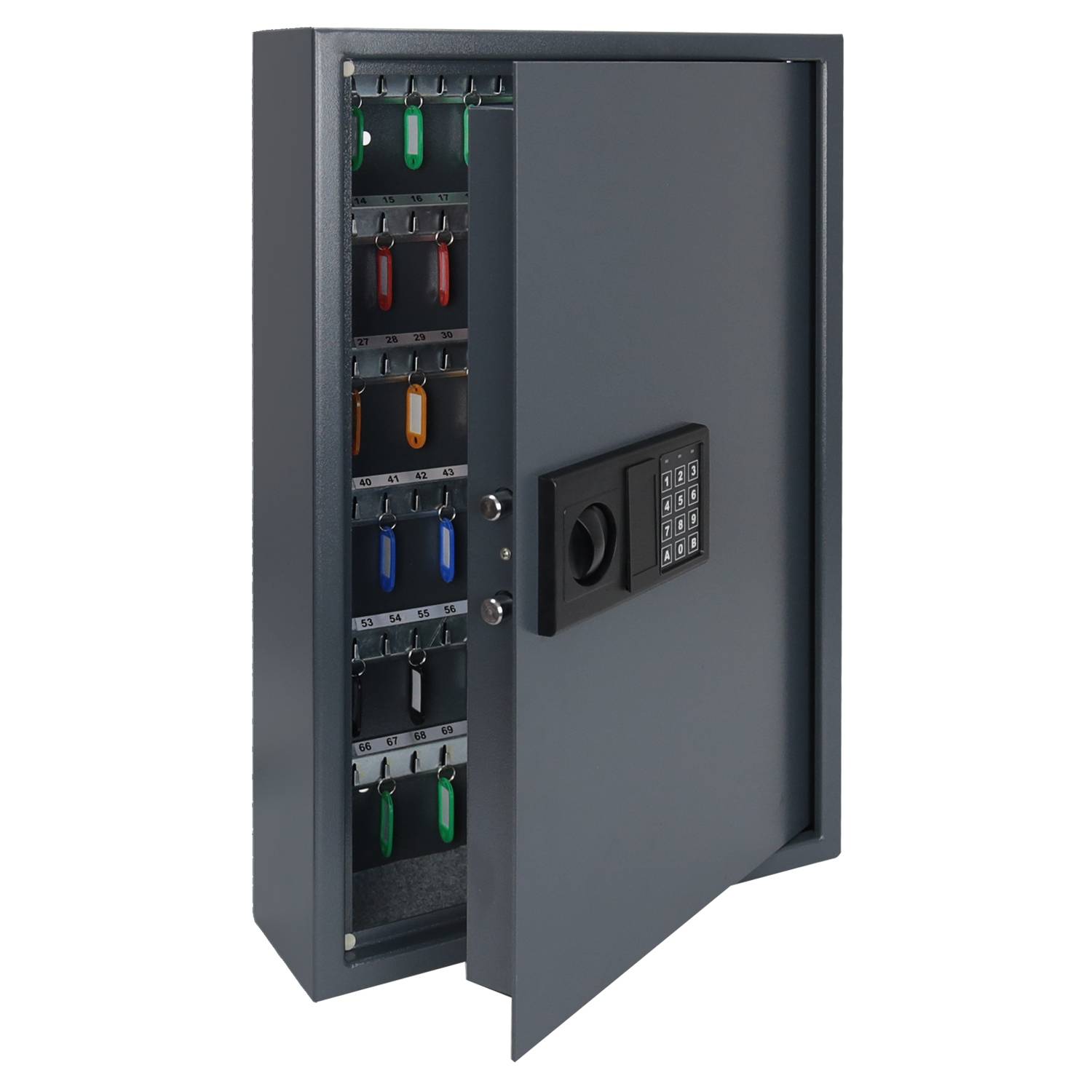 HMF Schlüsseltresor mit Zahlencode, Schlüsselsafe mit Elektronikschloss, 132 Haken, 66,5 x 43 x 13 cm, Anthrazit-0