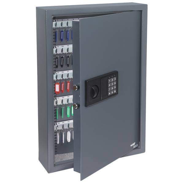 HMF Schlüsseltresor mit Zahlencode, Schlüsselsafe mit Elektronikschloss, 108 Haken, 66,5 x 43 x 13 cm, Anthrazit