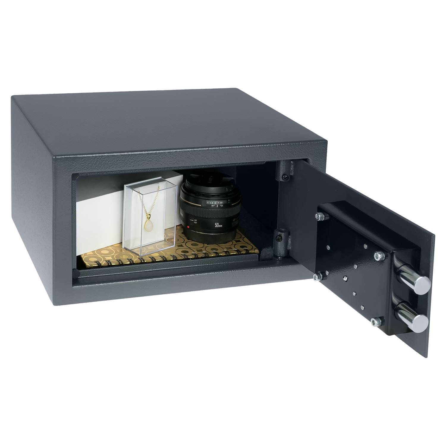 HMF 49217-11 Safe Tresor mit Schlüssel, Möbeltresor | 31 x 17 x 25 cm | Anthrazit-2