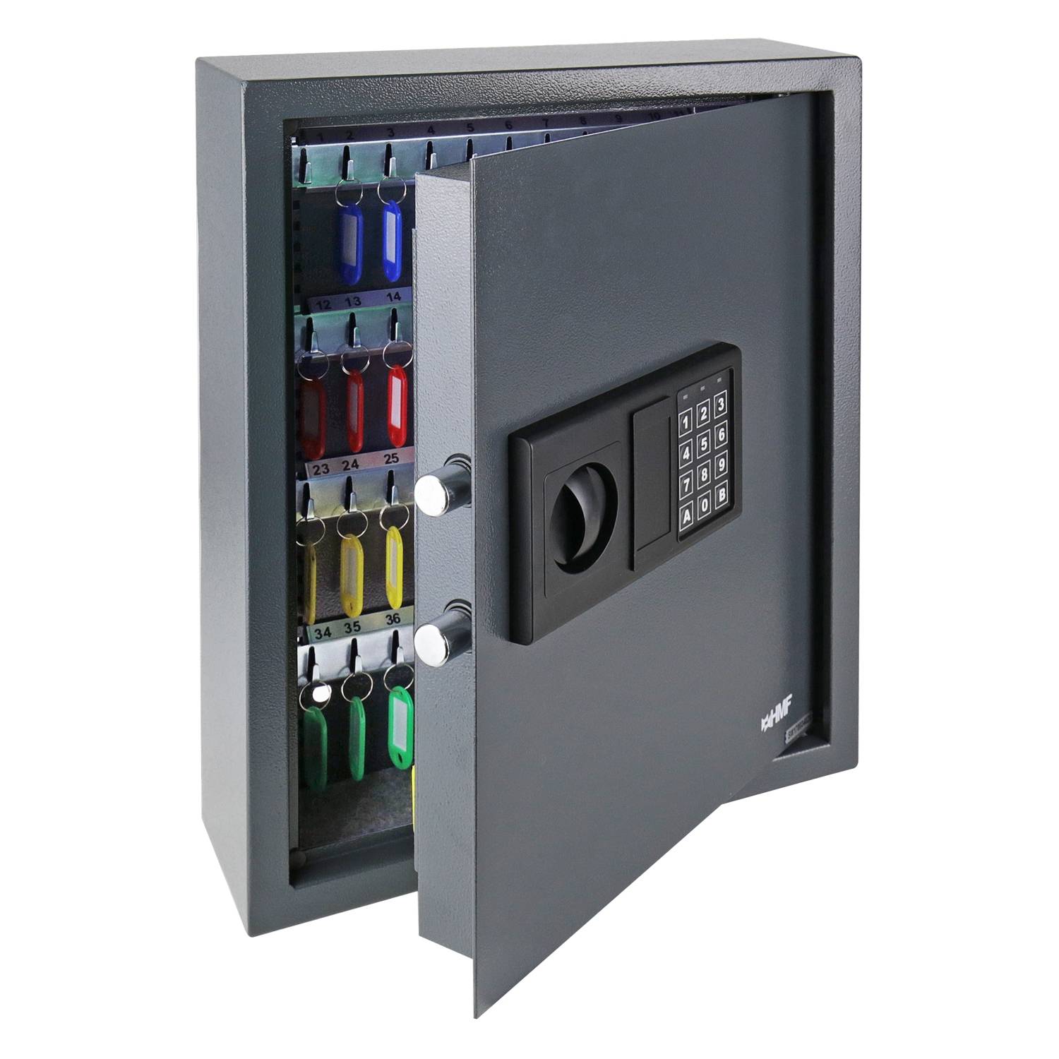 HMF Schlüsseltresor mit Zahlencode, Schlüsselsafe mit Elektronikschloss, 71 Haken, 46 x 36 x 12 cm, Anthrazit-0