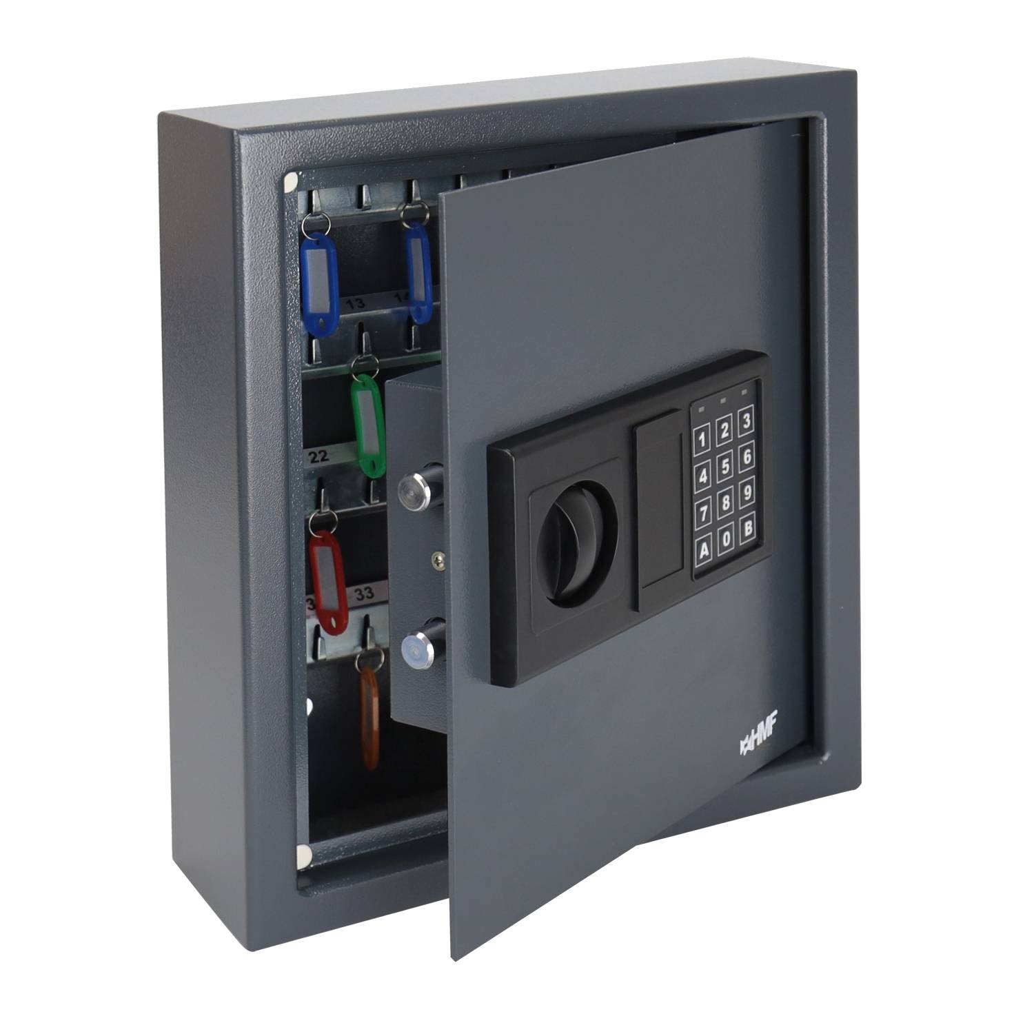 HMF Schlüsseltresor mit Zahlencode, Schlüsselsafe mit Elektronikschloss, 48 Haken, 36 x 30 x 10 cm, Anthrazit-0