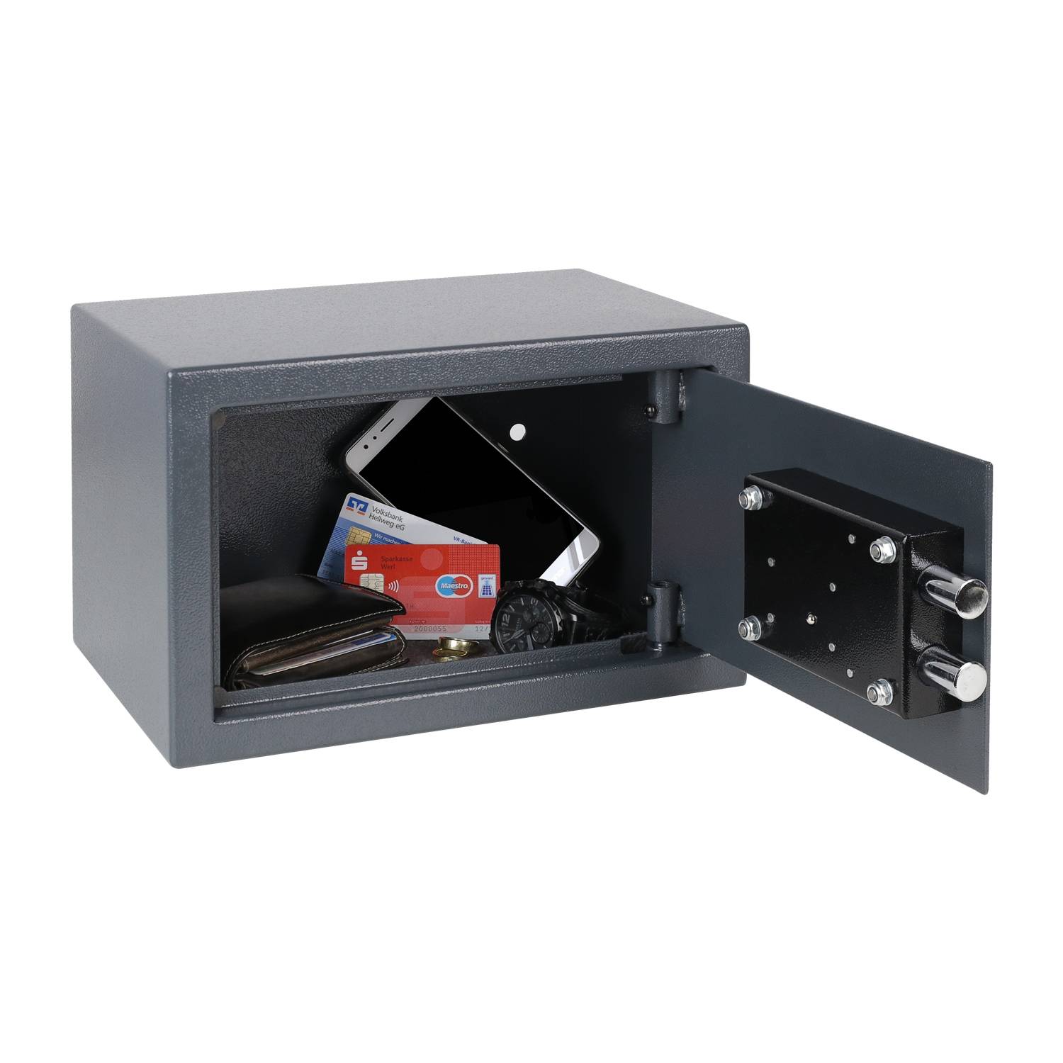 HMF 49200-11 Safe Tresor mit Schlüssel, Möbeltresor | 31 x 20 x 20 cm | Anthrazit-2