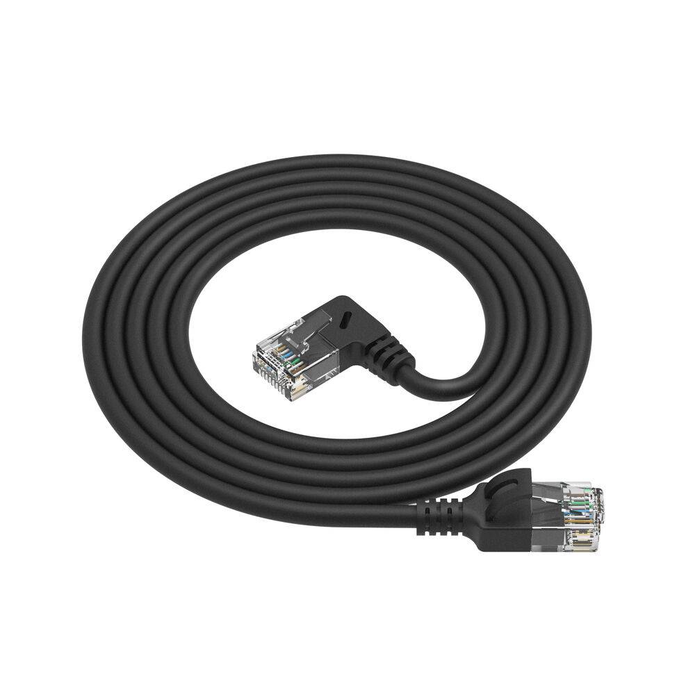 ACT DC2901 U/UTP CAT6A LSZH Slimline Patch Cord | RJ45-Stecker | 90° rechter Winkel | Schwarz | 1 Meter-1